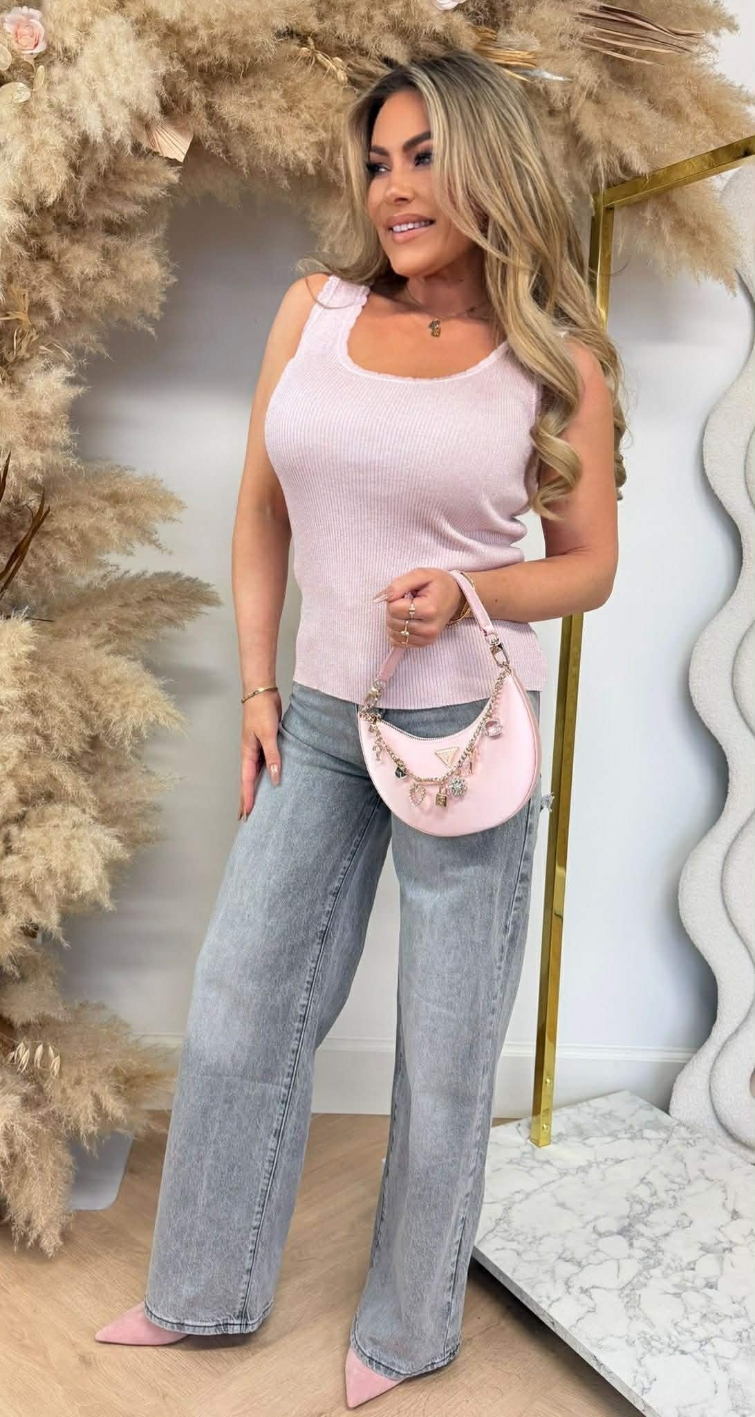 TOP CÔTELÉ LUREX 6036 ROSE