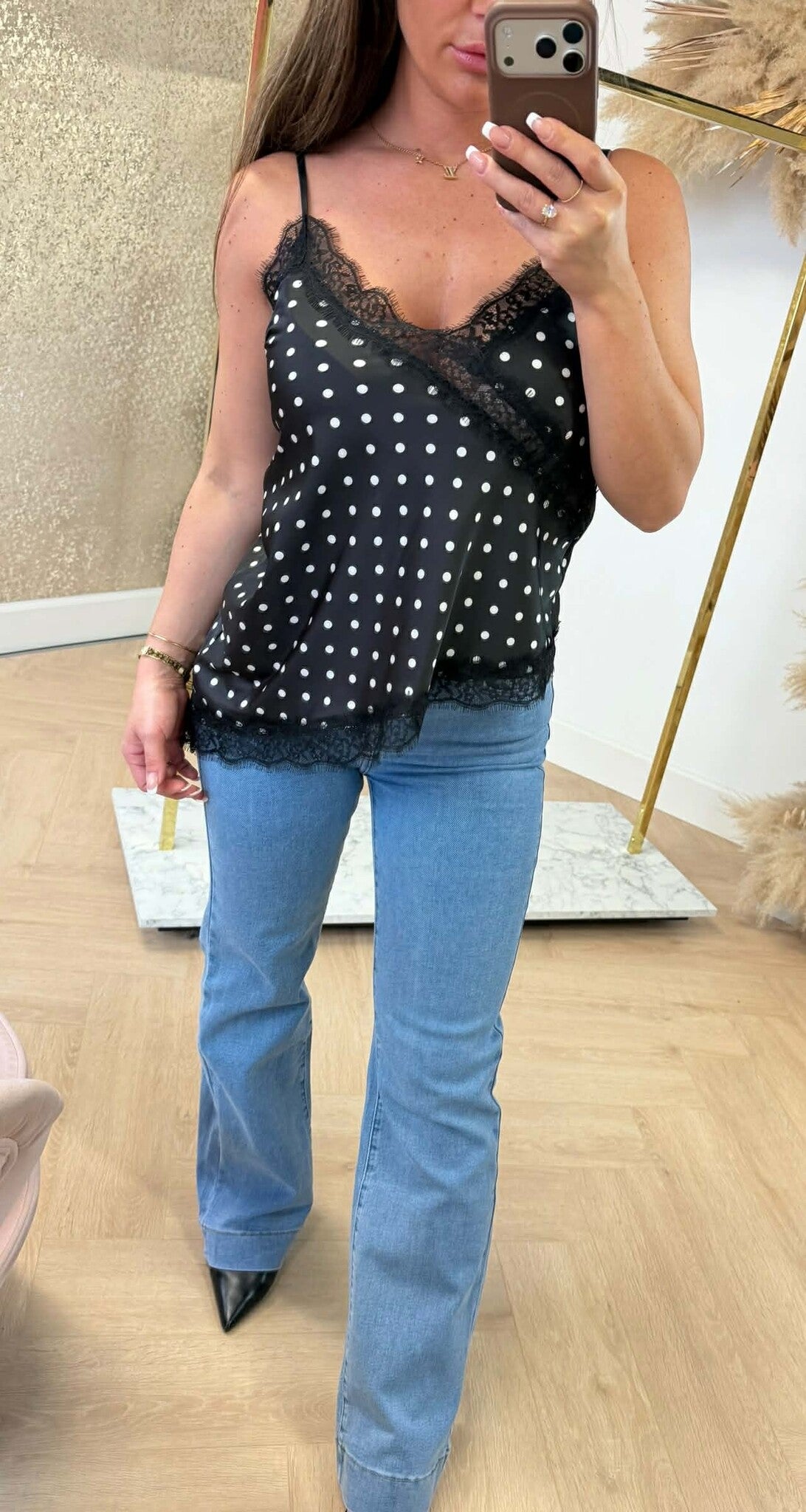 MAAIKE DOTS LACE TOP BLACK