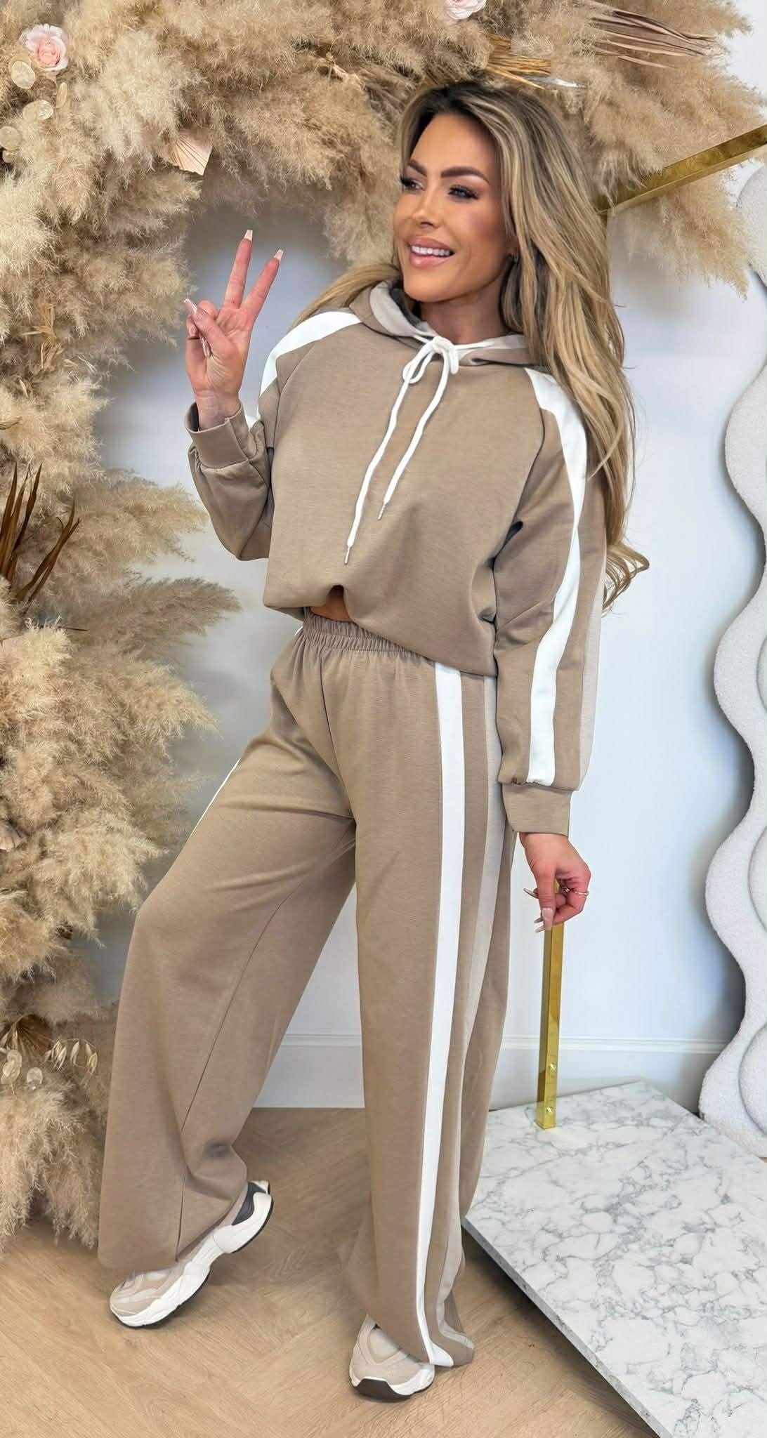 MAXIME STREIFEN-SET TAUPE
