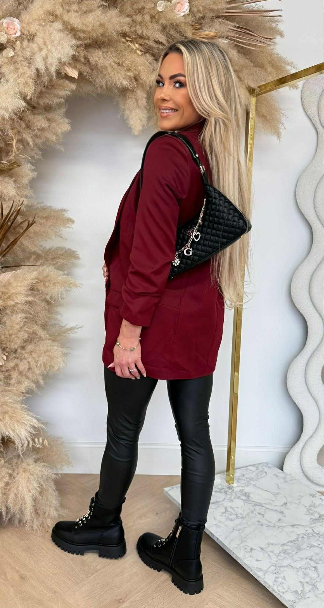 MUST-HAVE CROPPED ÄRMEL BLAZER BORDEAUX