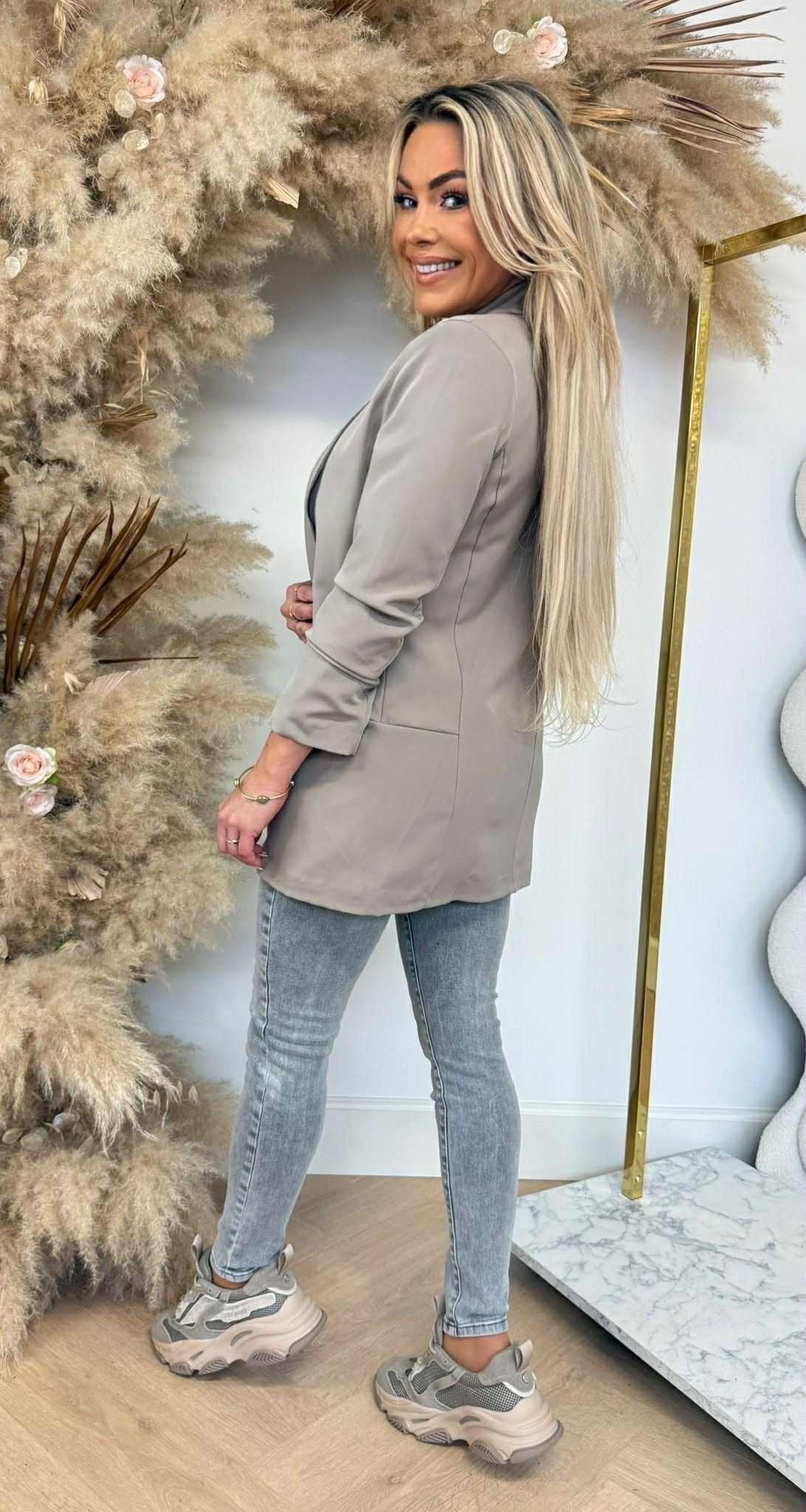 BLAZER COURT INDISPENSABLE MANCHES LONGUES TAUPE