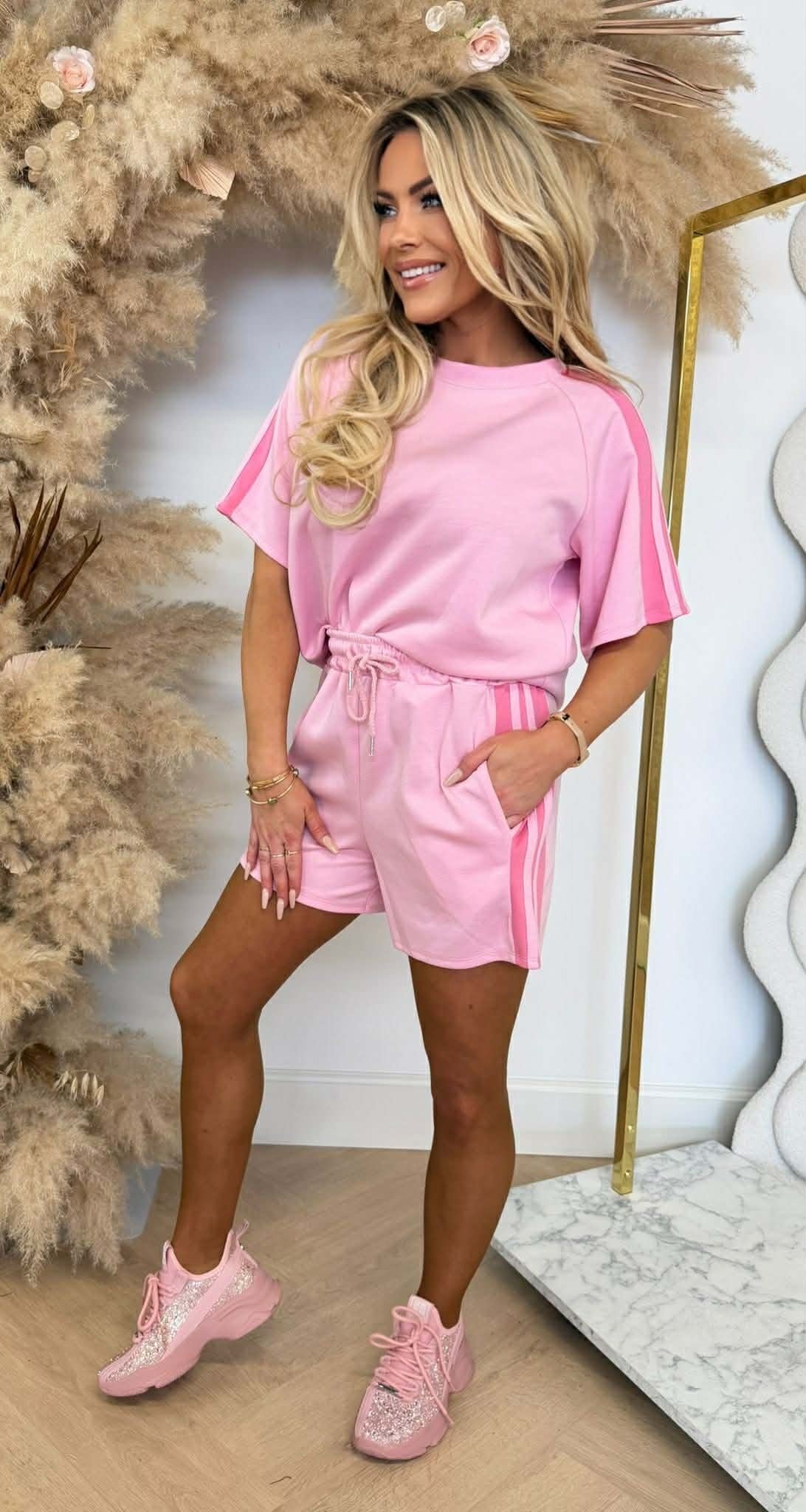 MUSTHAVE STREIFEN SHORT SET ROSA