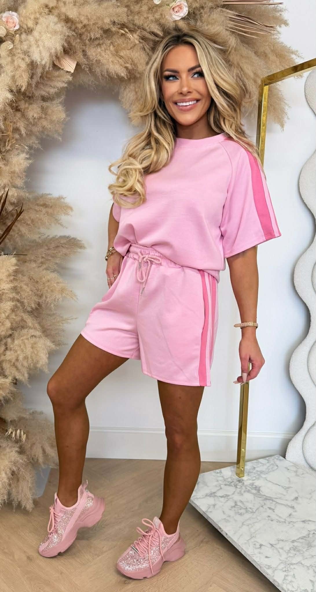 MUSTHAVE STREIFEN SHORT SET ROSA