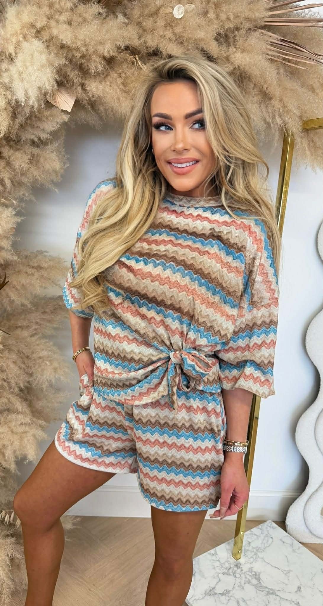 NEW KNOOP LUREX SET BEIGE