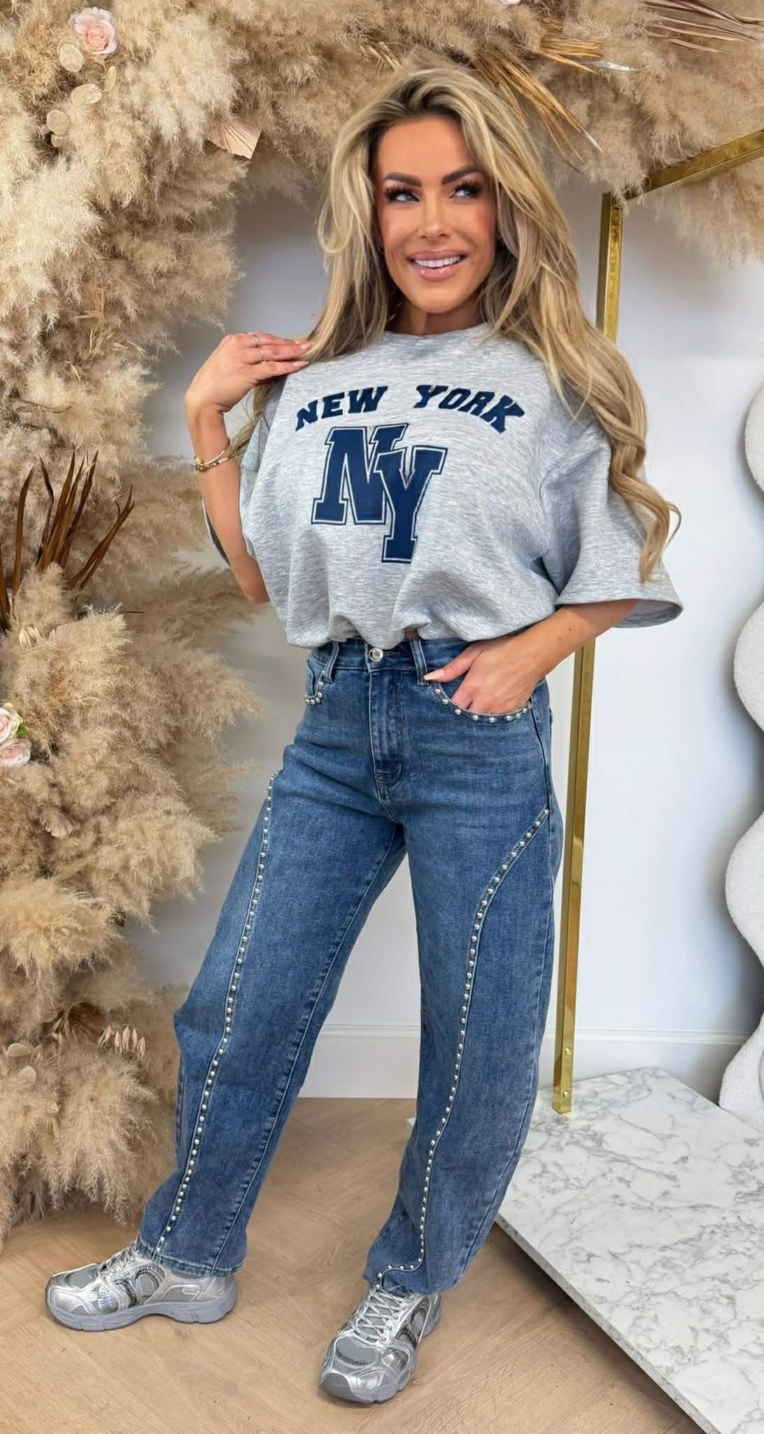 NEW YORK CROPPED SHIRT GRAU