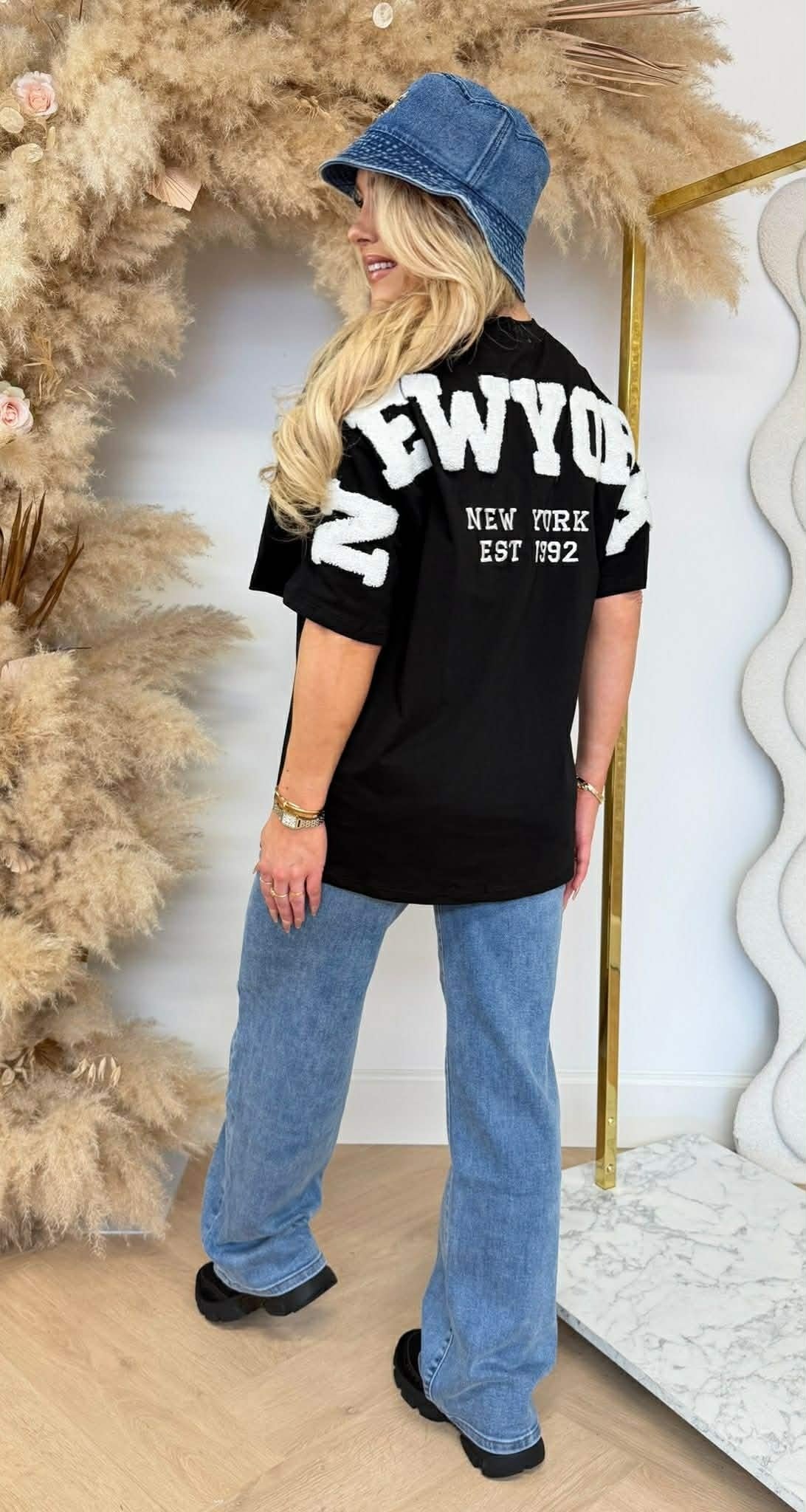 NEW YORK TEDDY TEXT T-SHIRT 7191 SCHWARZ