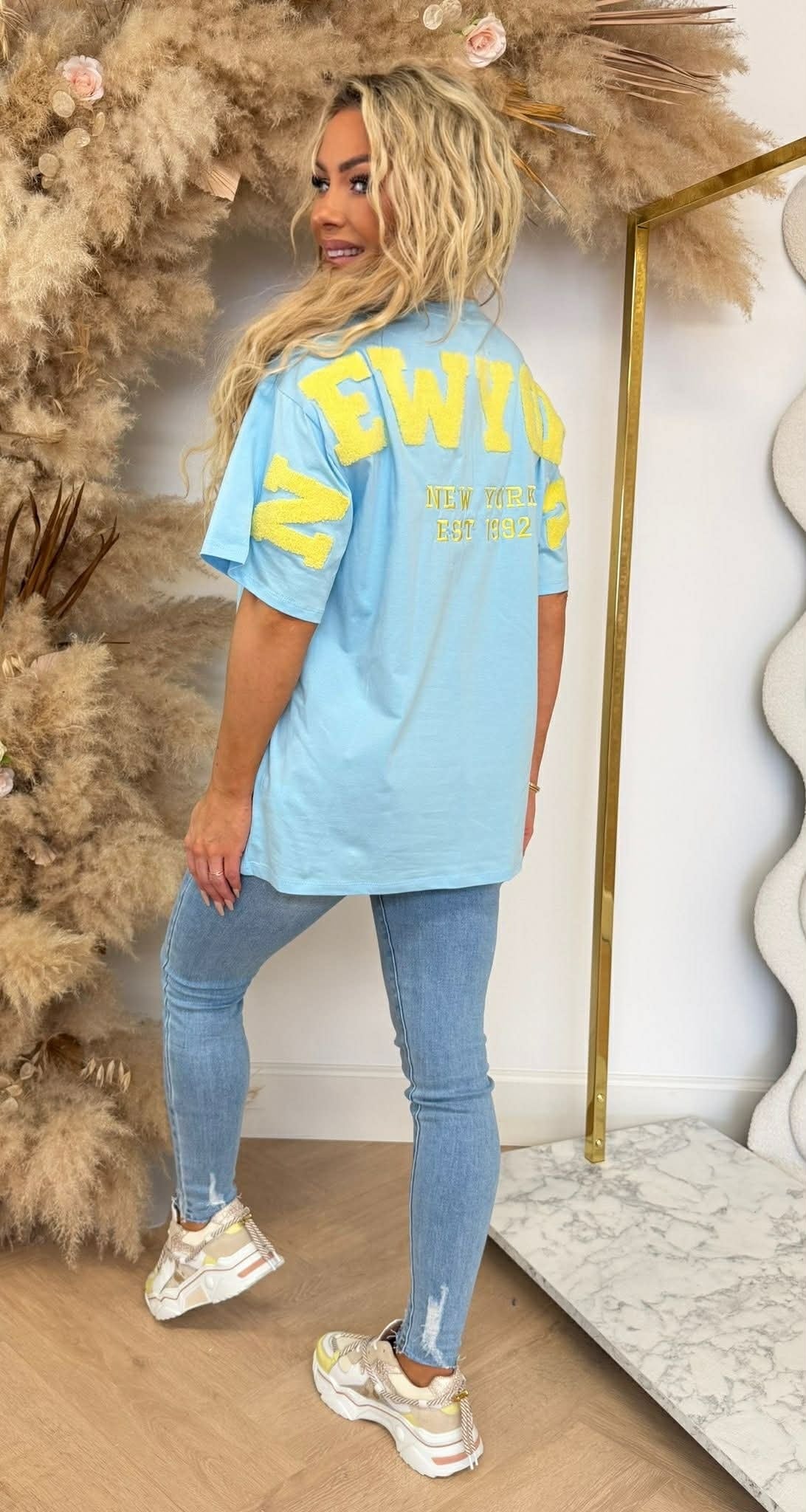 NEW YORK TEDDY TEXT T-SHIRT 7191 BLAU/GELB