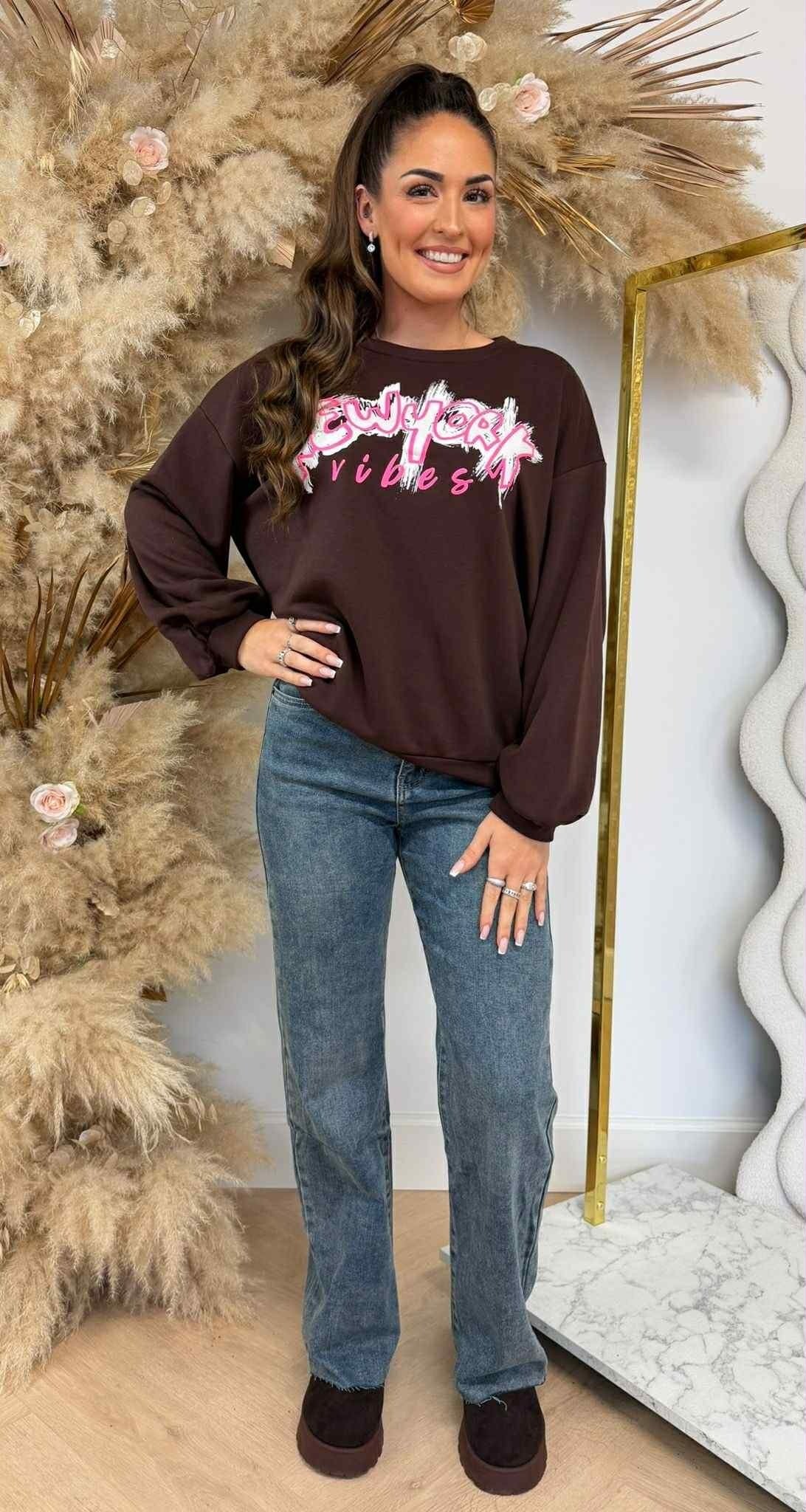 NEW YORK VIBES OVERSIZED SWEAT 801811 BRAUN