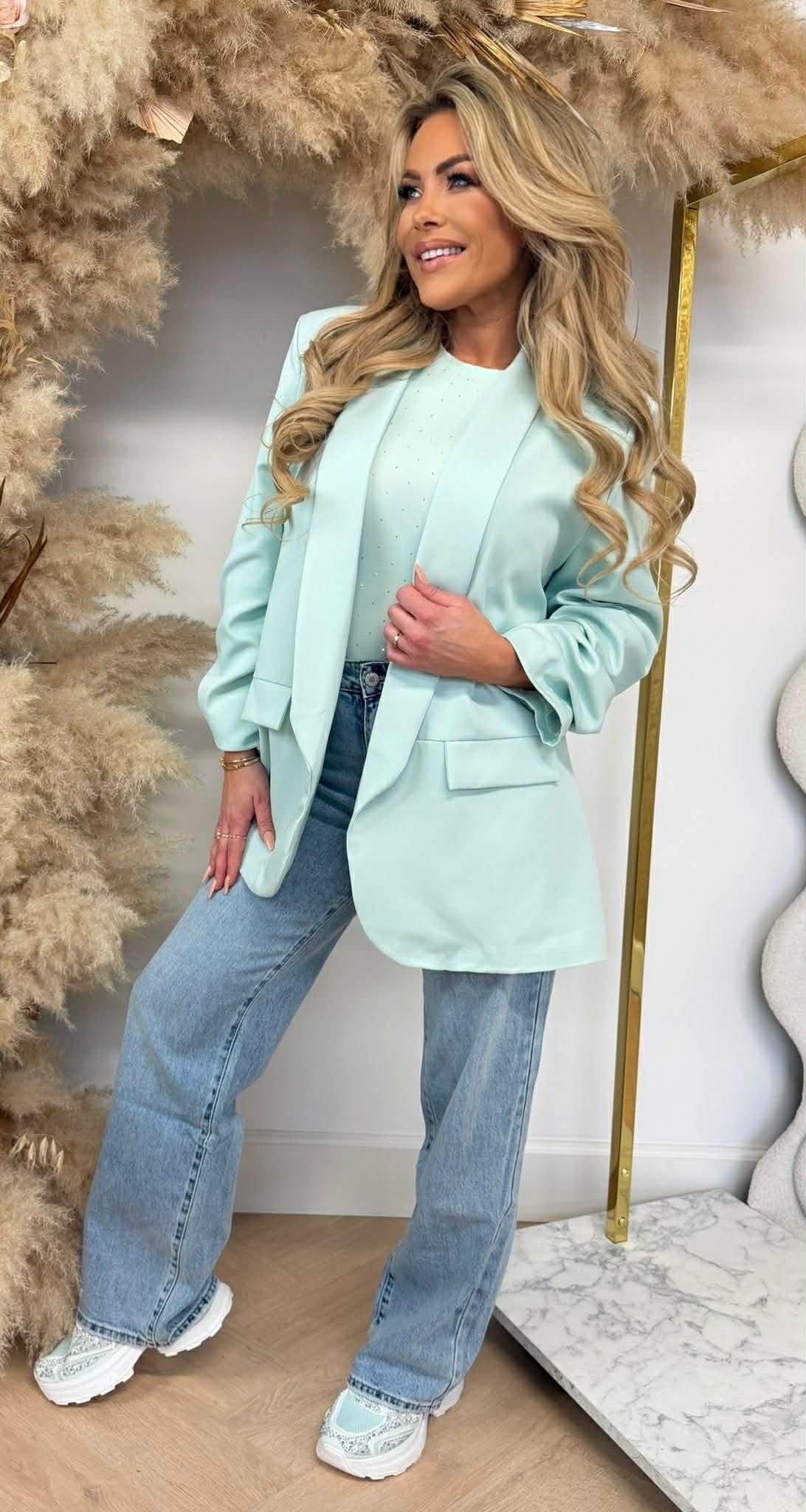 NINA OVERSIZED CROPPED ÄRMELBLAZER MINT