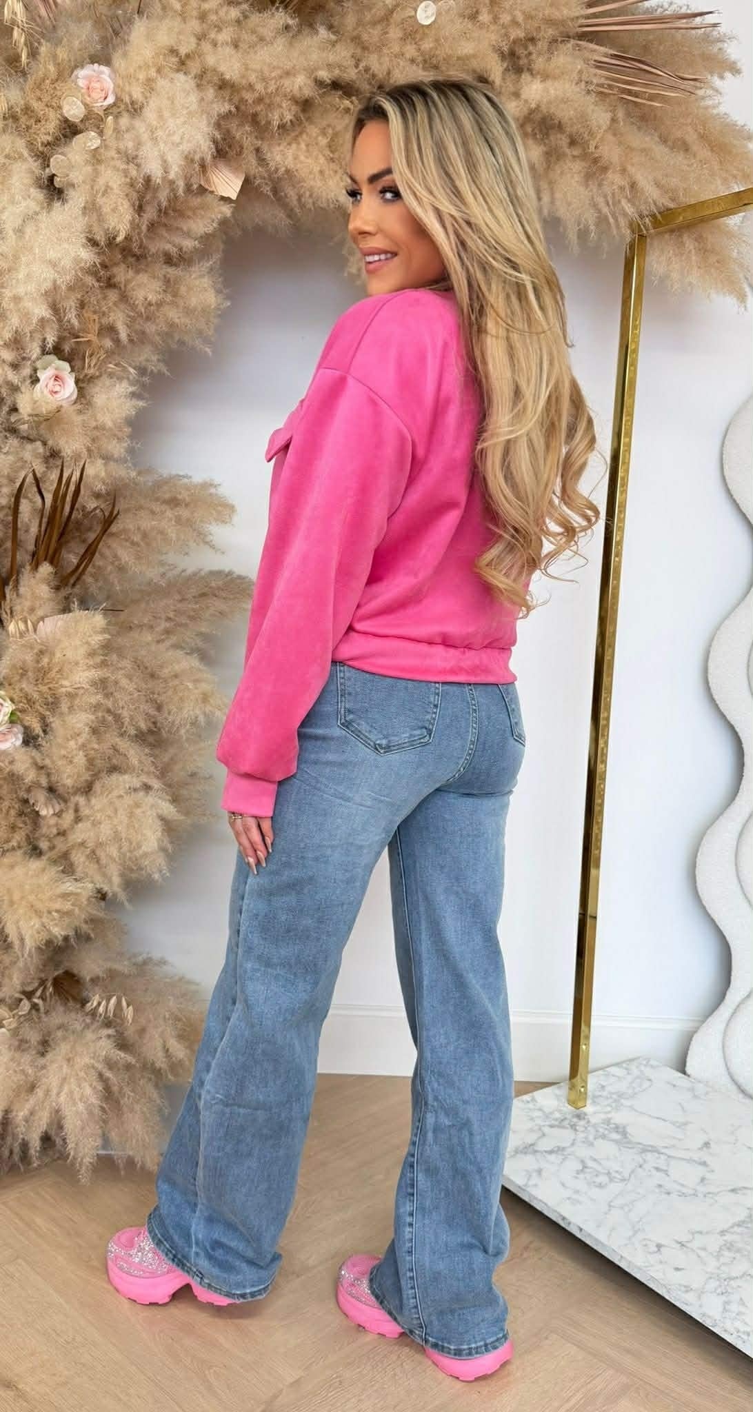 NOE SUEDE LOOK BOMBER JACKET FUCHSIA
