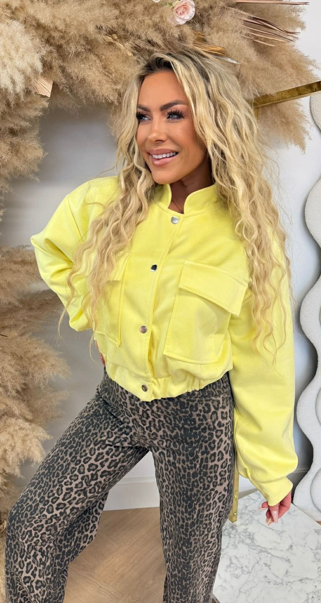 NOE SUEDE LOOK BOMBER JACKET YELLOW