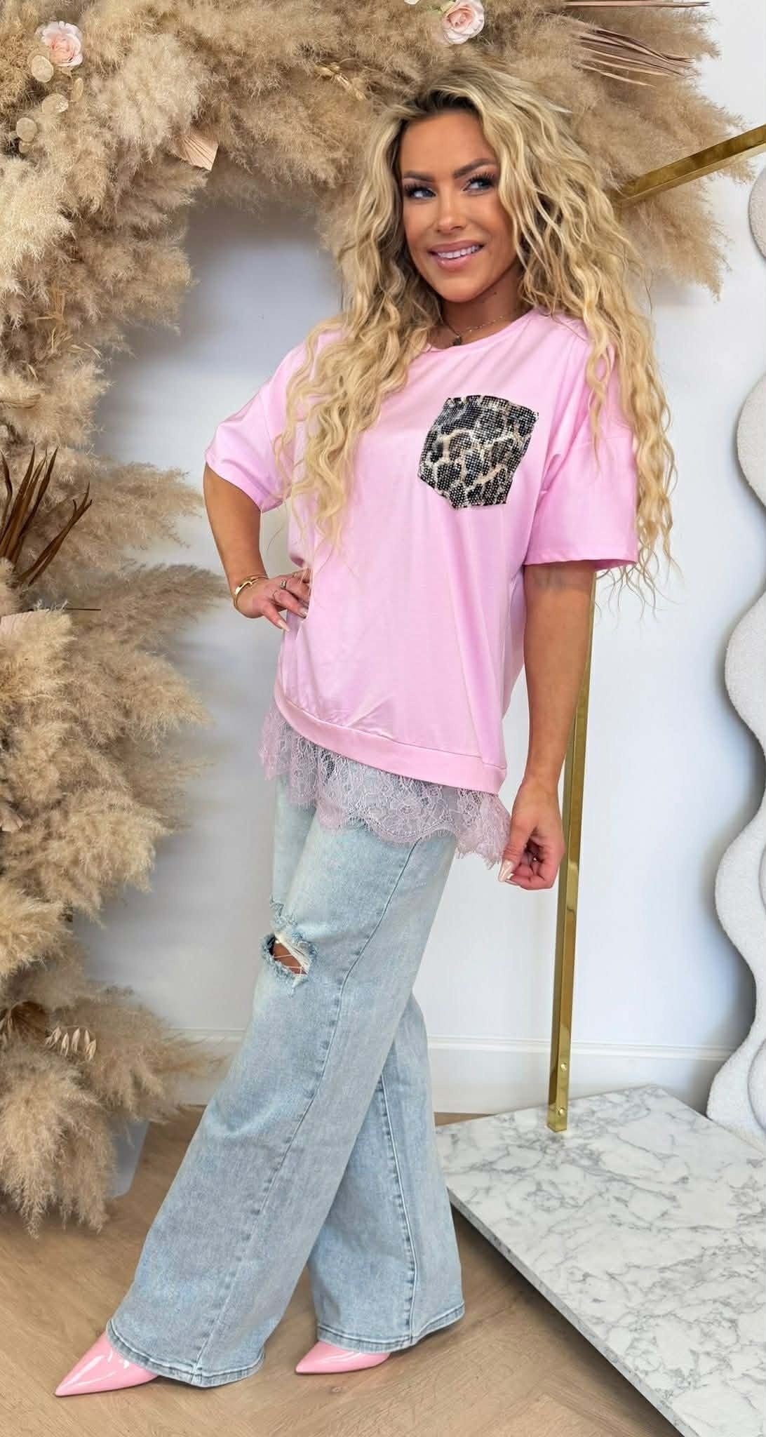 NOVA POCKET LACE SHIRT PINK