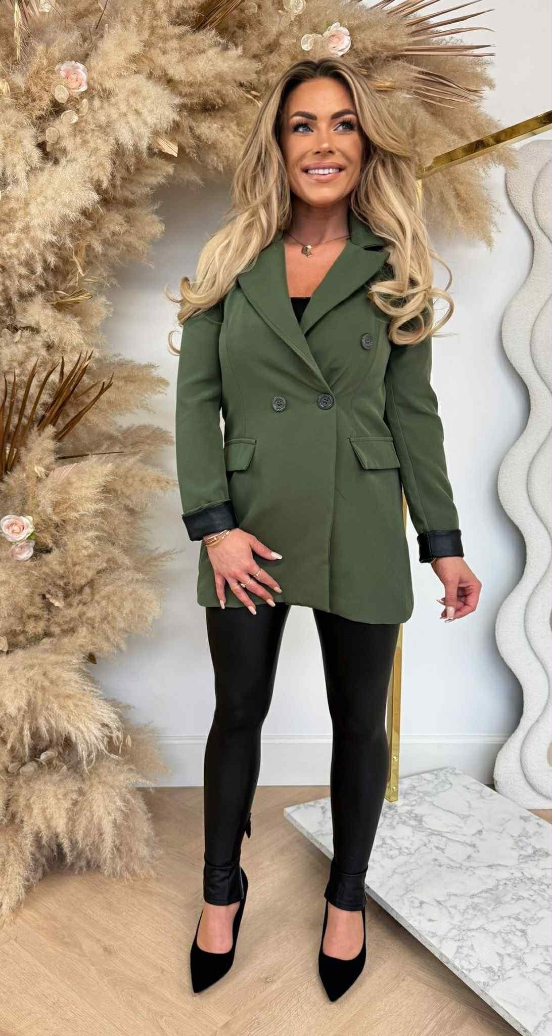 UMSCHLAG LEDER-OPTIK BLAZER ARMYGRÜN