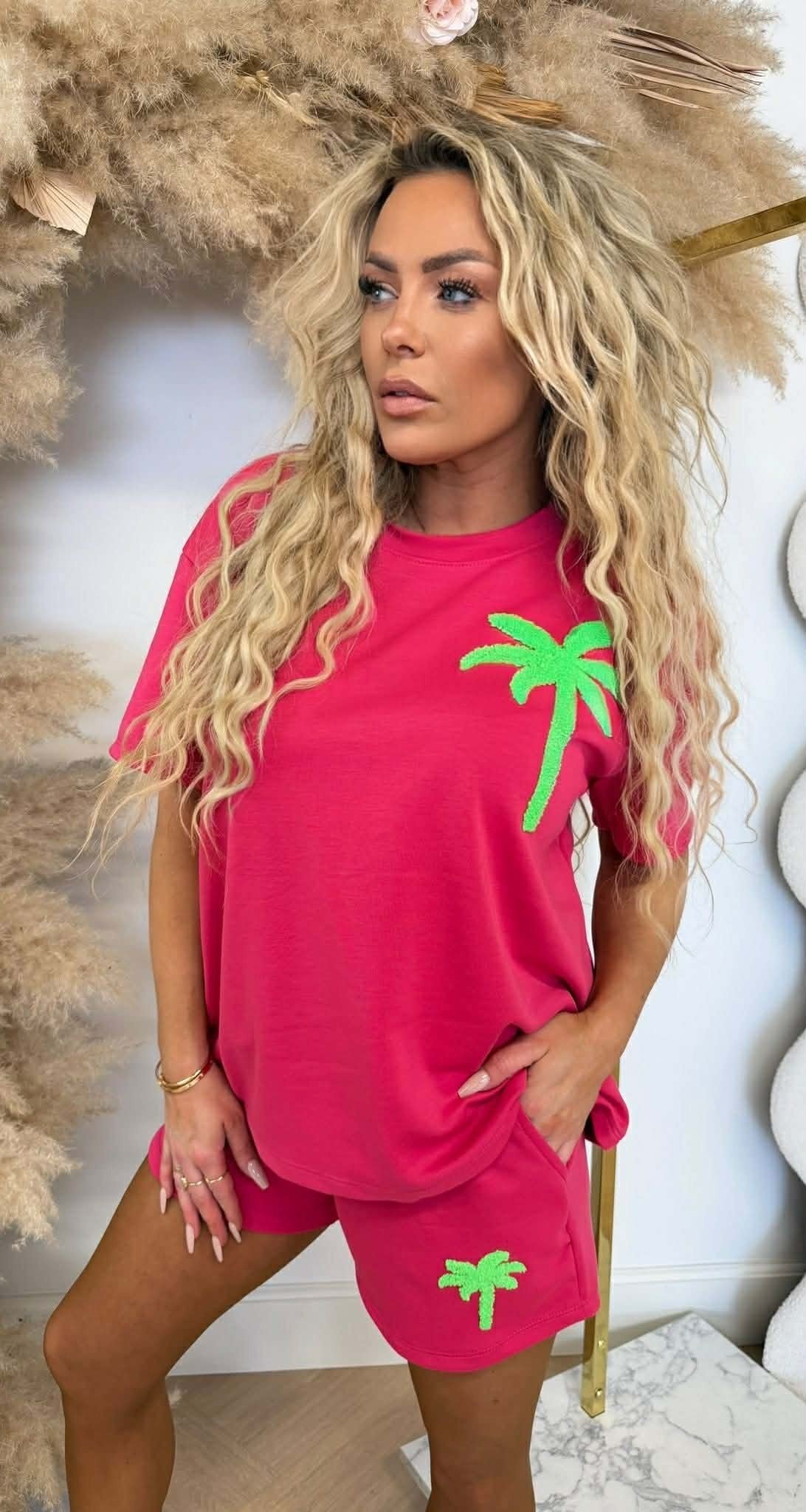 PALM SHORT SET FUCHSIA