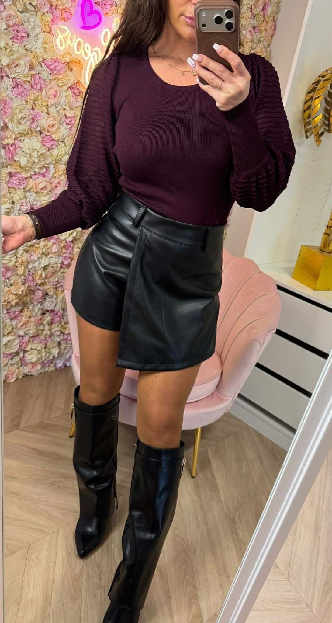 HAUT EN MAILLE PARI AVEC MANCHES 9369 BORDEAUX