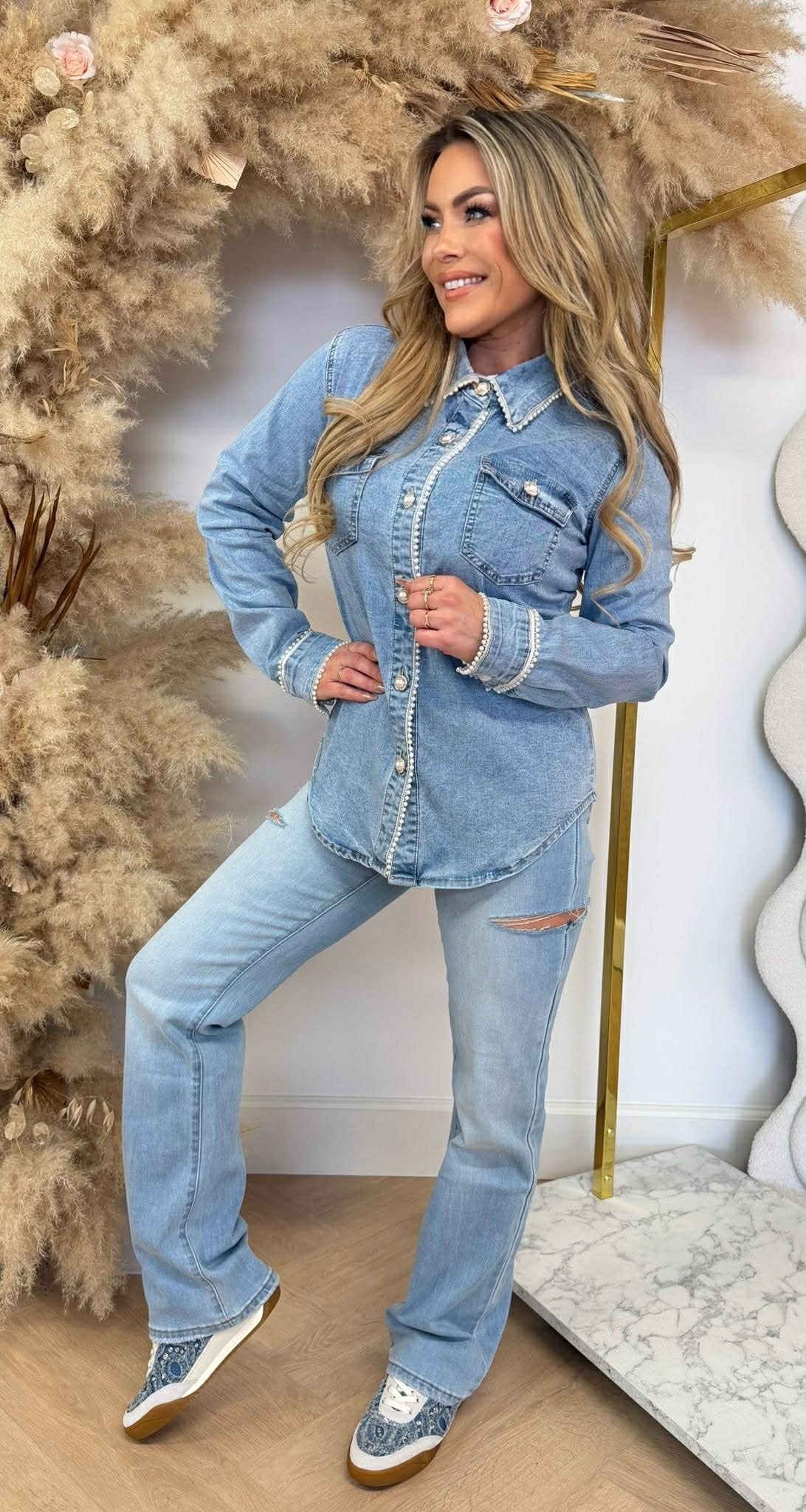 PEARLY JEANSBLUSE 6035 DENIMBLUE