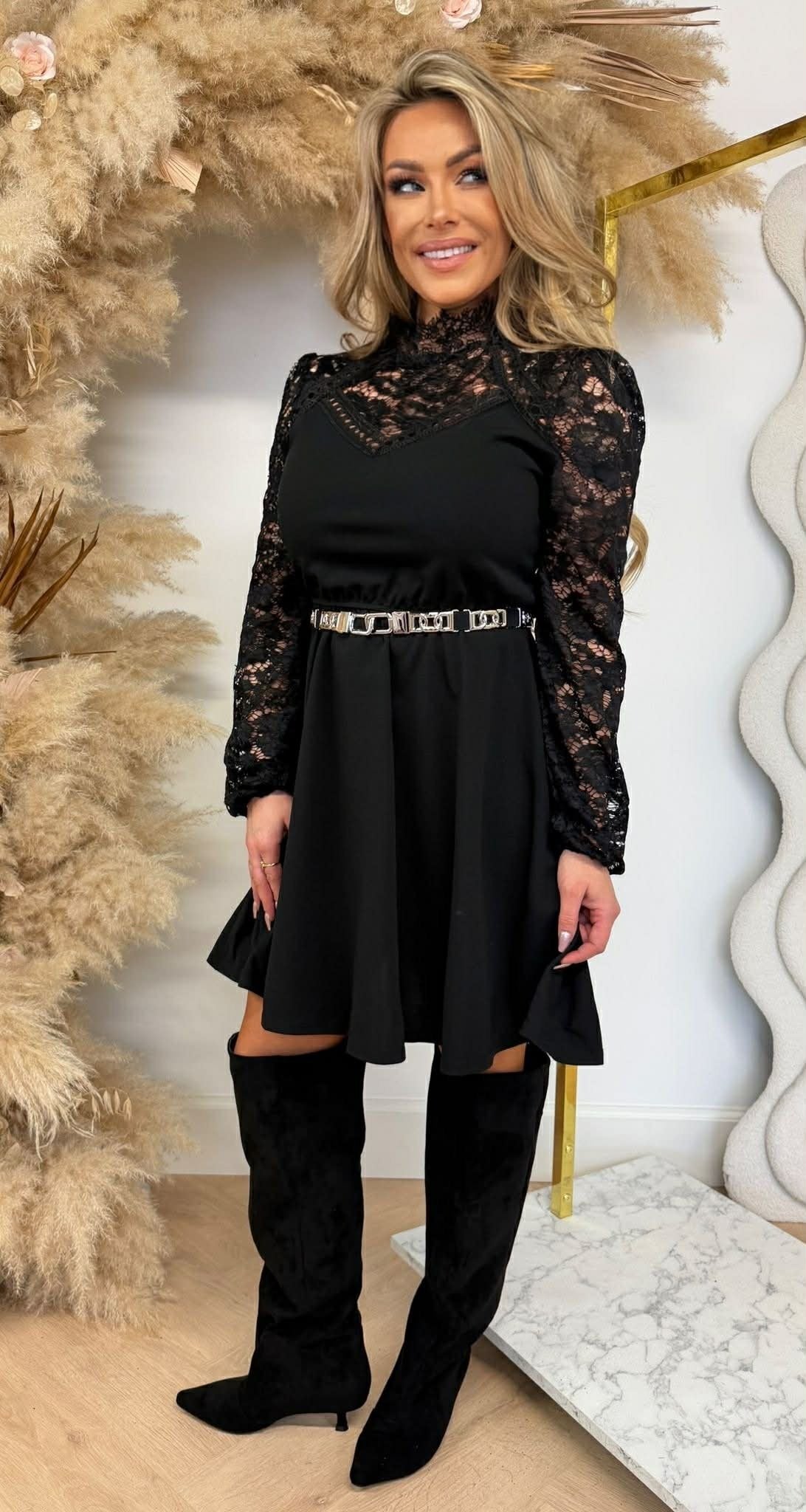 SCHOSSBASIS SPITZENKLEID 32098 SCHWARZ