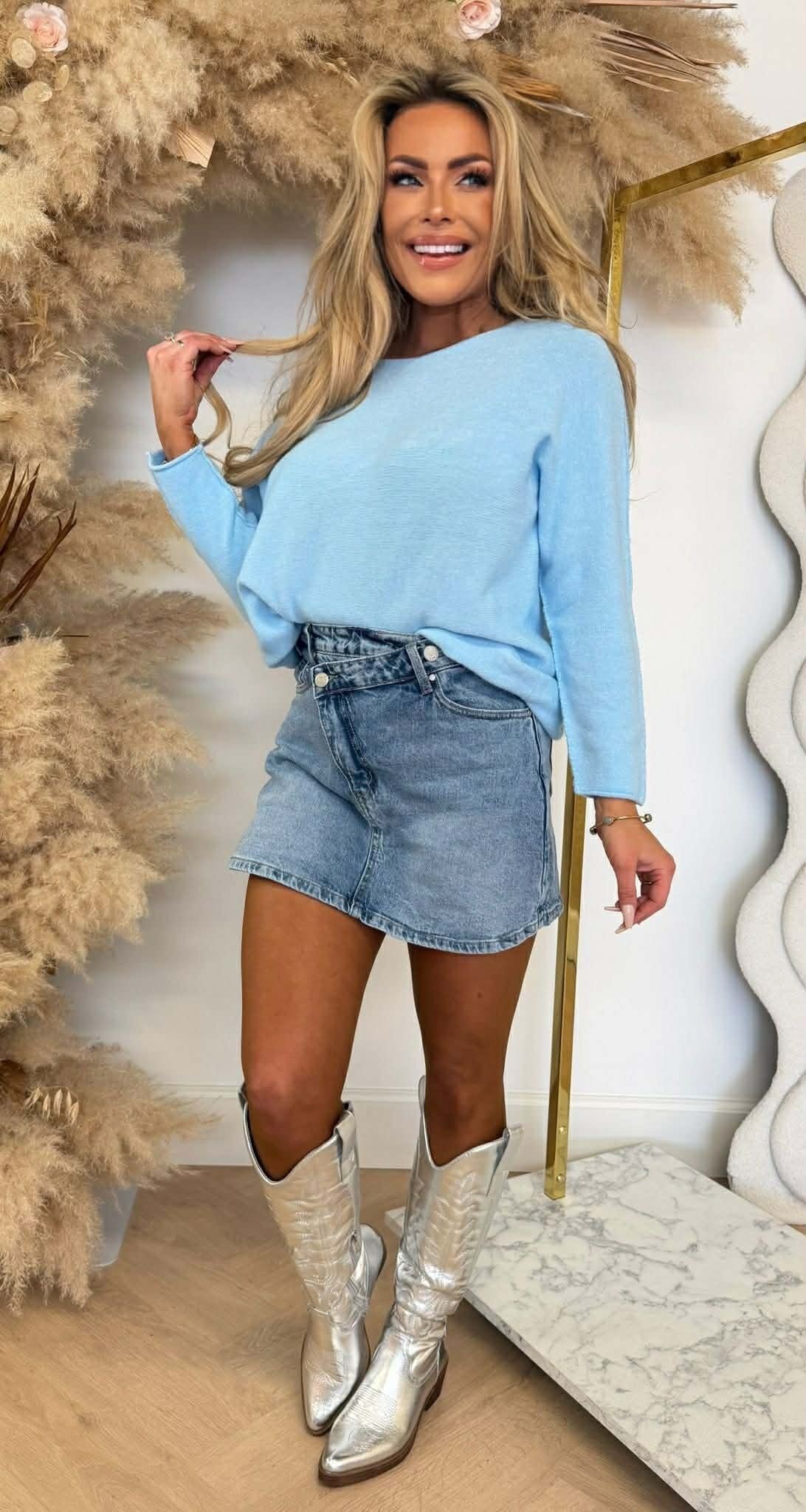 TOP COL ROND BLEU GLACE