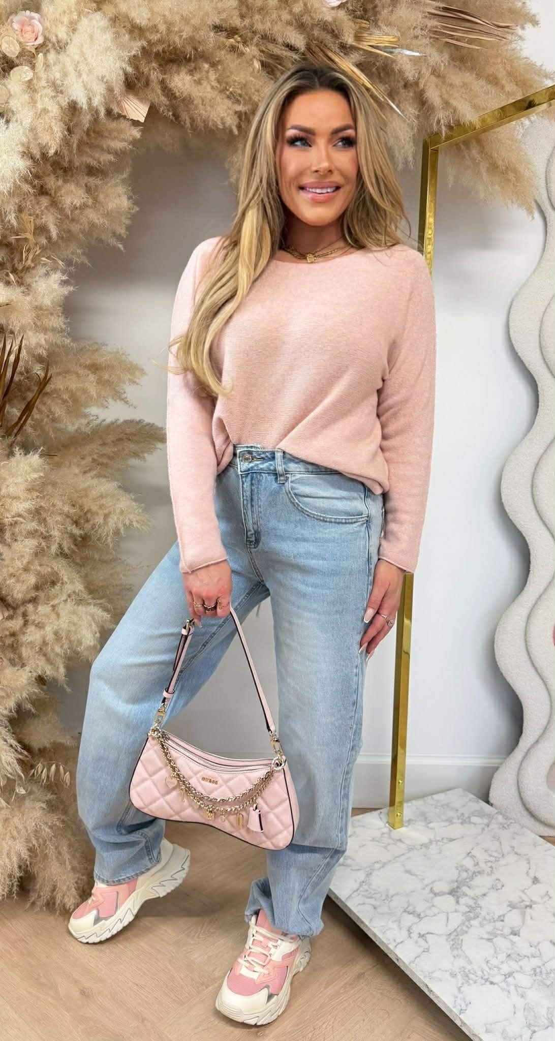 HAUT COL ROND VIEUX ROSE