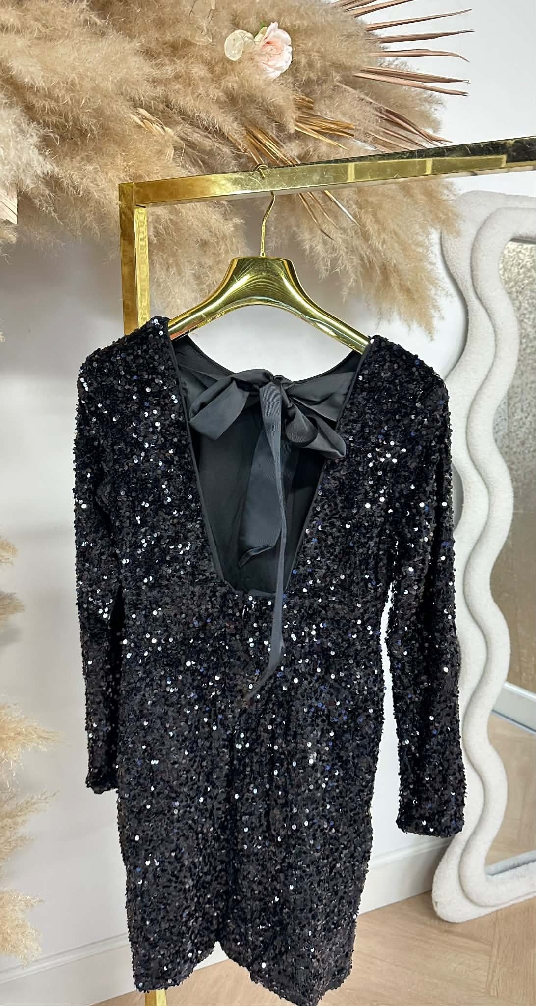 SEQUIN BOW DRESS 2945 BLACK