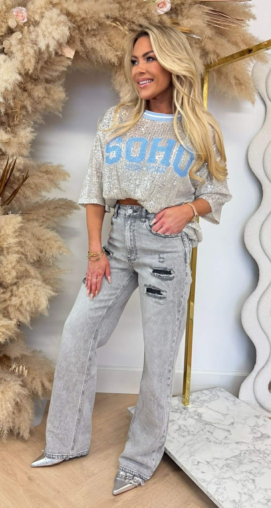 CHEMISE SEQUIN SOHO BLEU GLACÉ