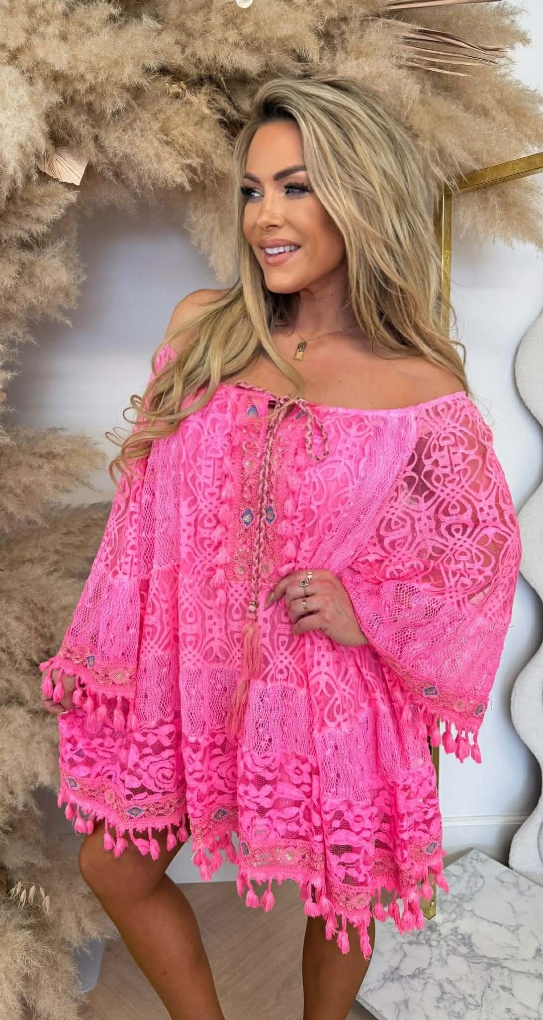 SIENNA BOHEME KLEID NEONPINK