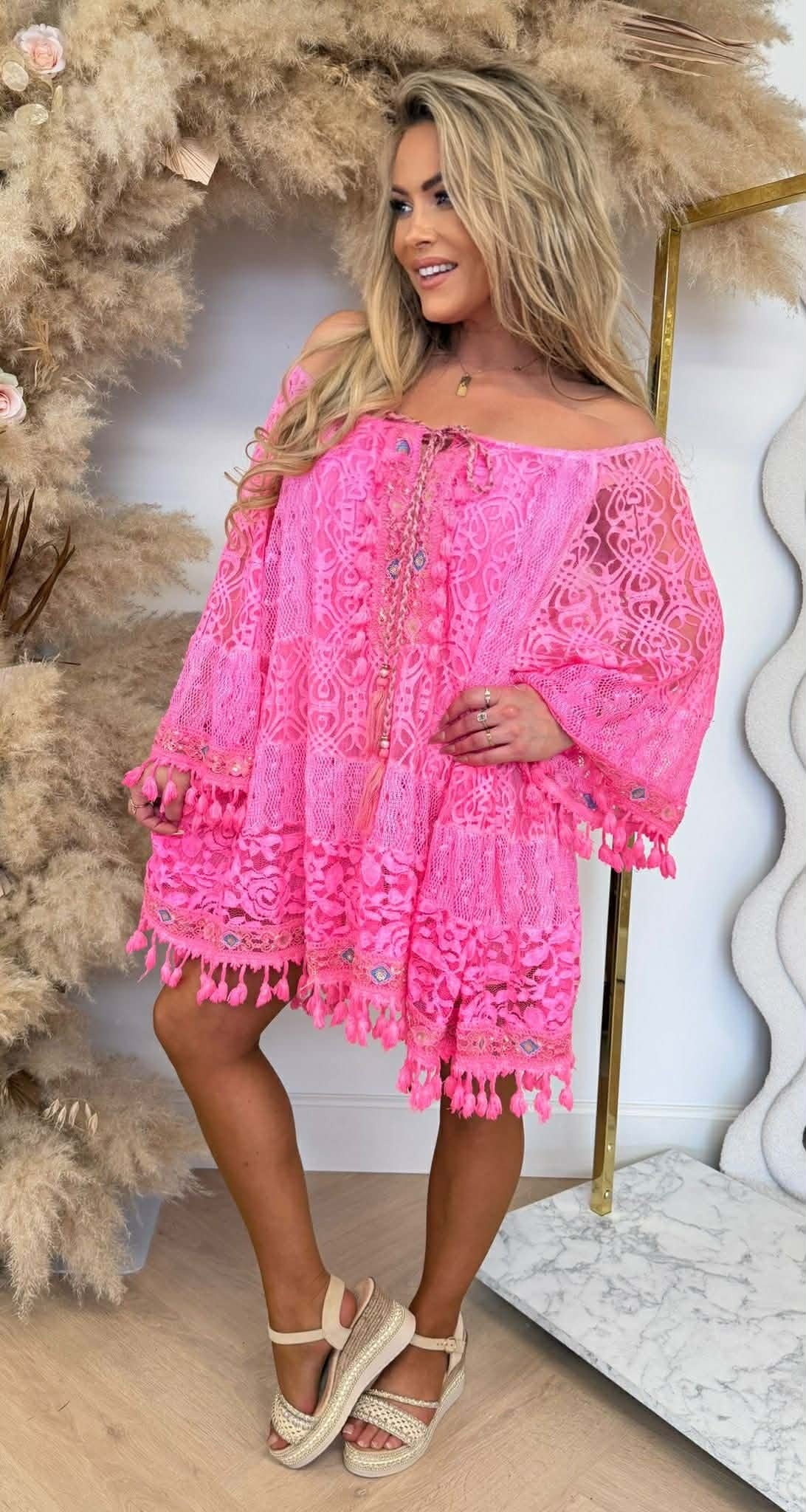 SIENNA BOHEME KLEID NEONPINK