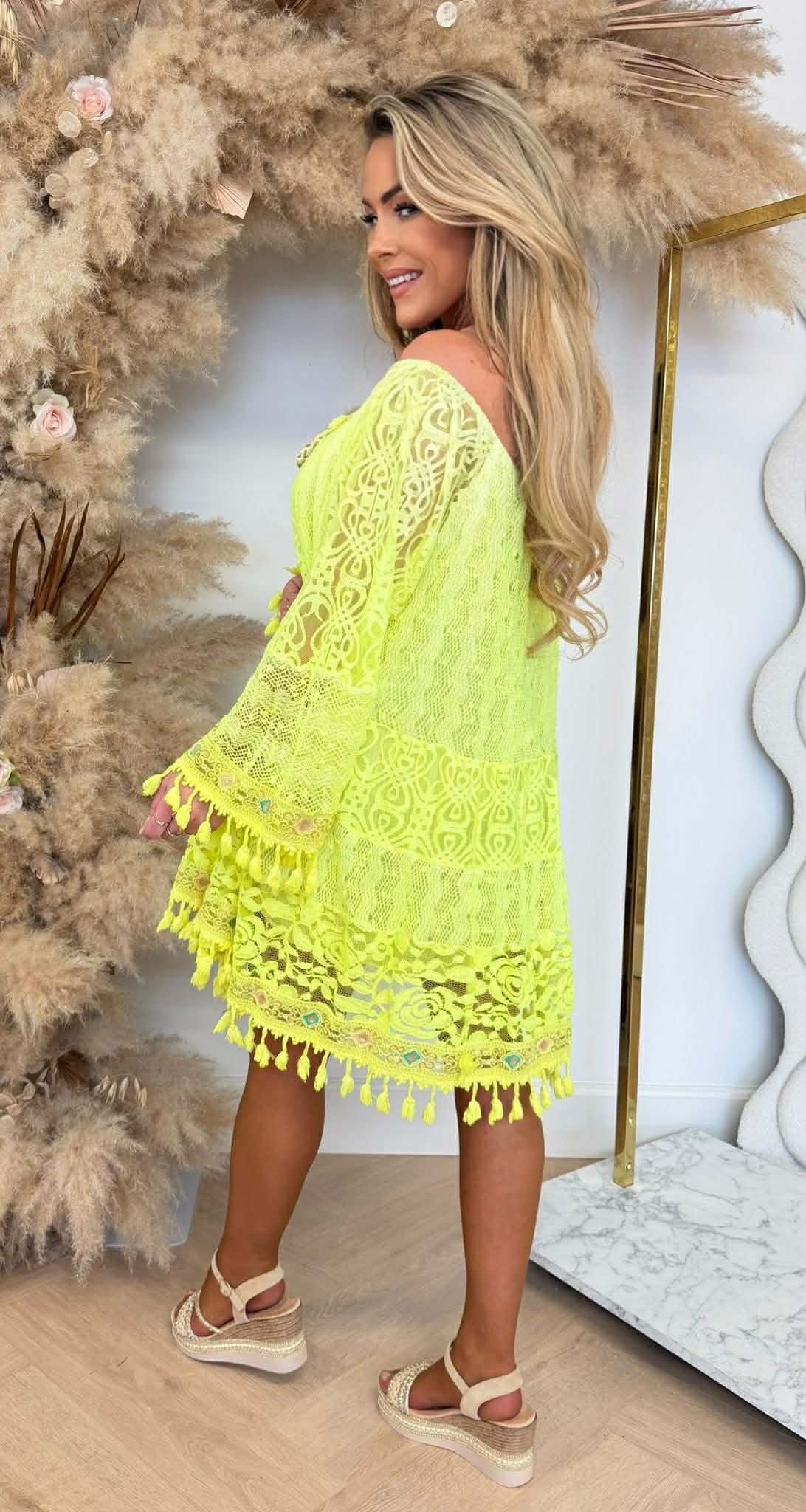 SIENNA BOHEME KLEID NEONGELB