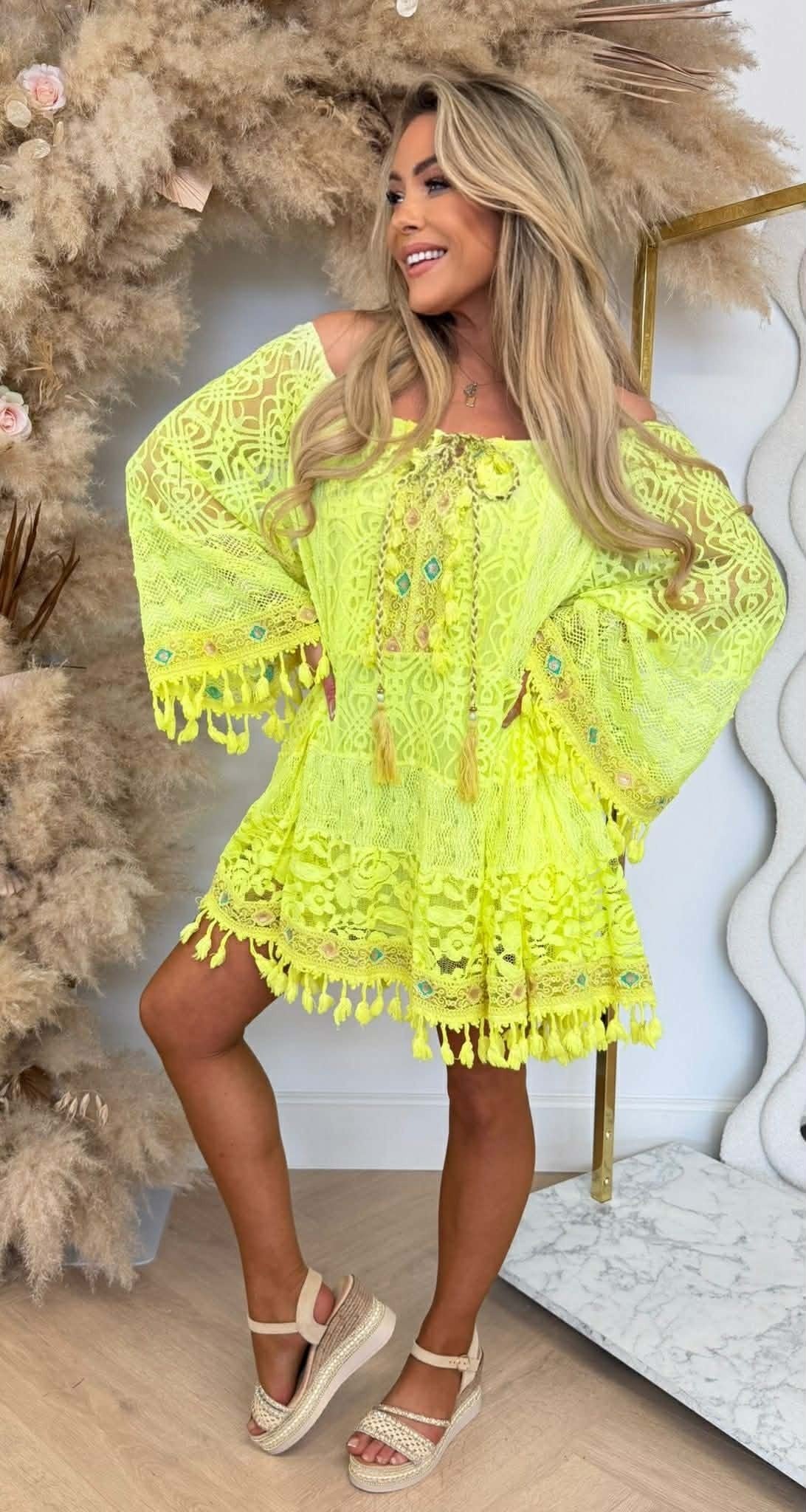 SIENNA BOHEME KLEID NEONGELB