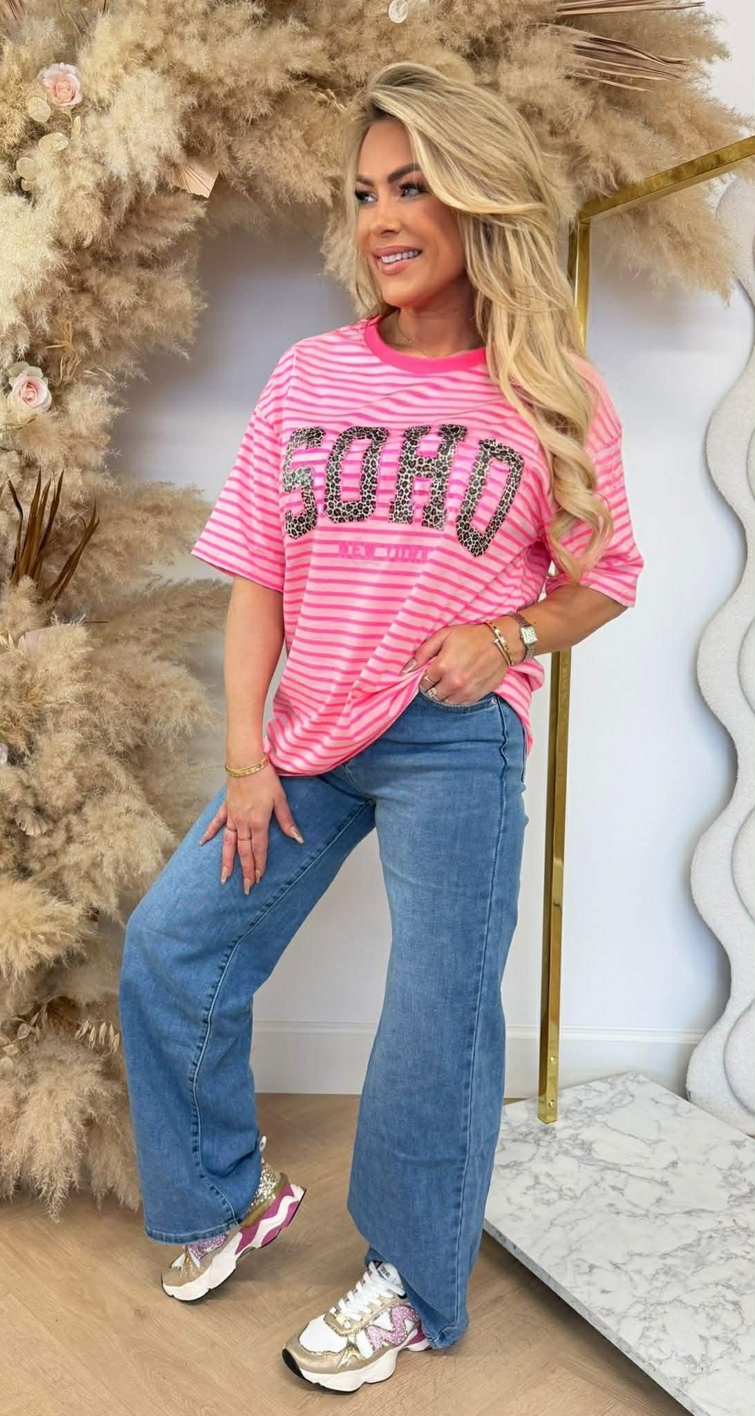 SOHO LEO STRIPE TEE 00196-2 PINK