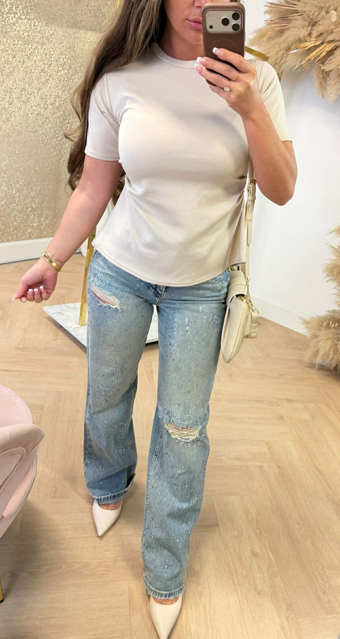 SPLIT BASIC SHIRT BEIGE