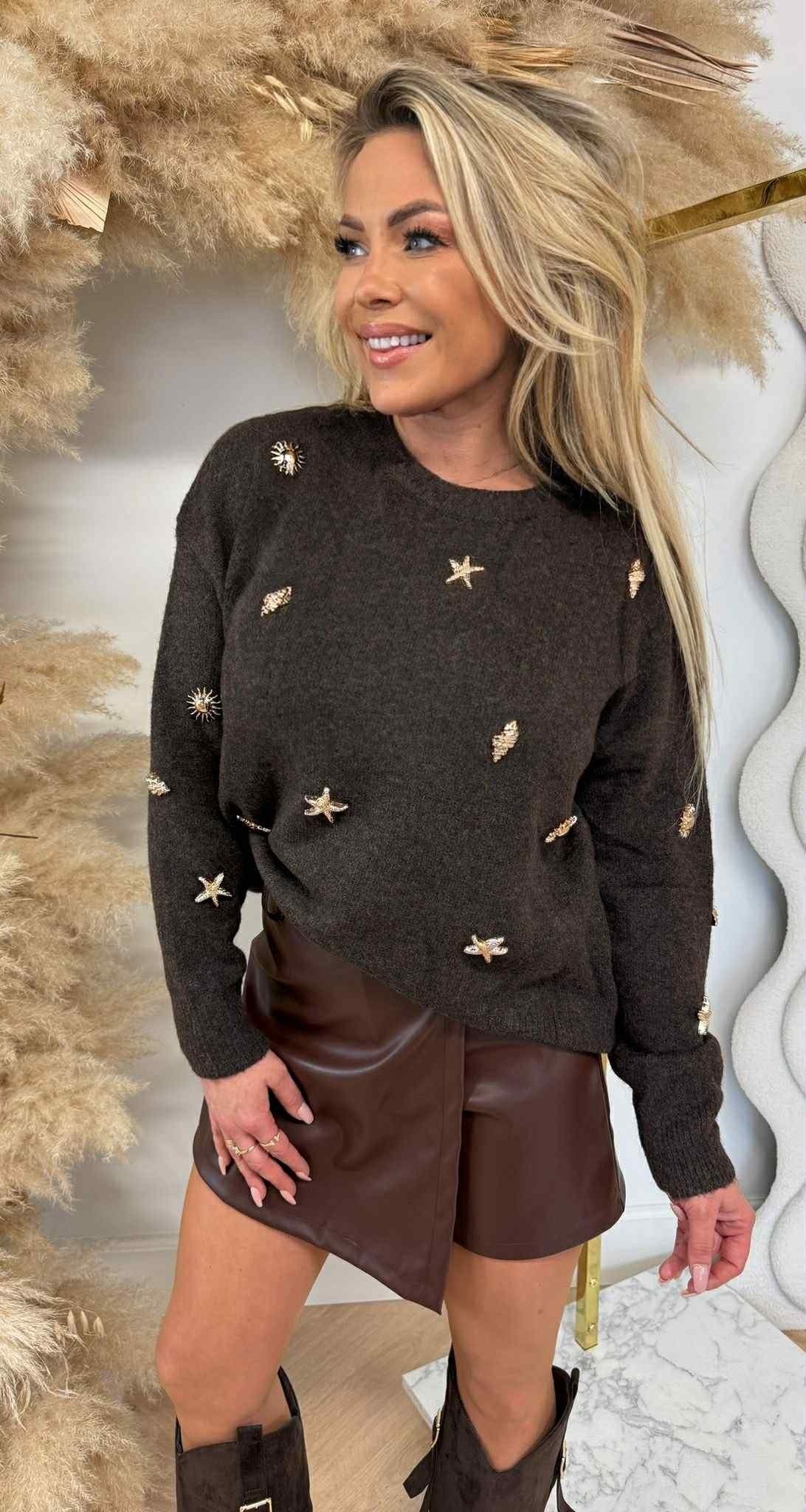 SWEAT BOUTON ÉTOILE DE MER AM777 CHOCO