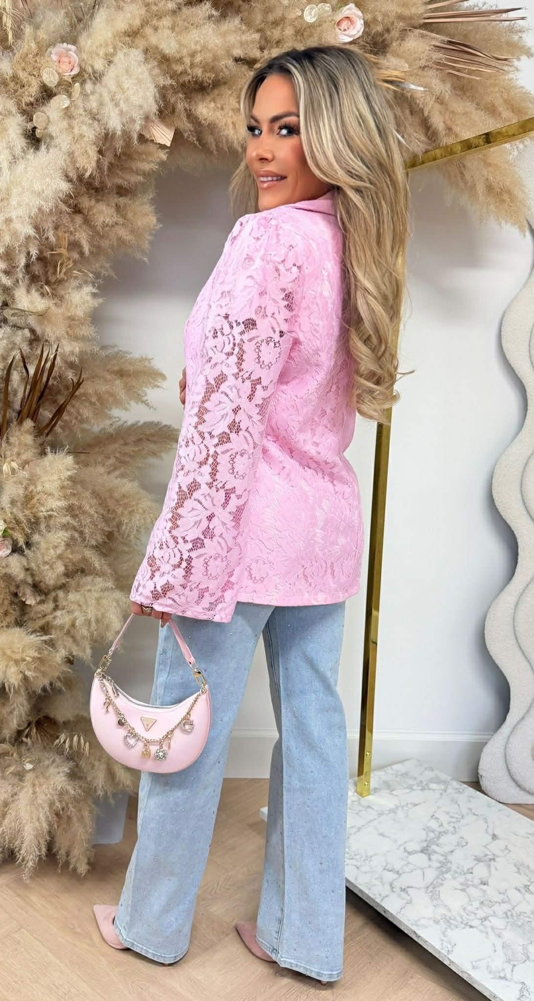 VAJEN LACE BLAZER PINK