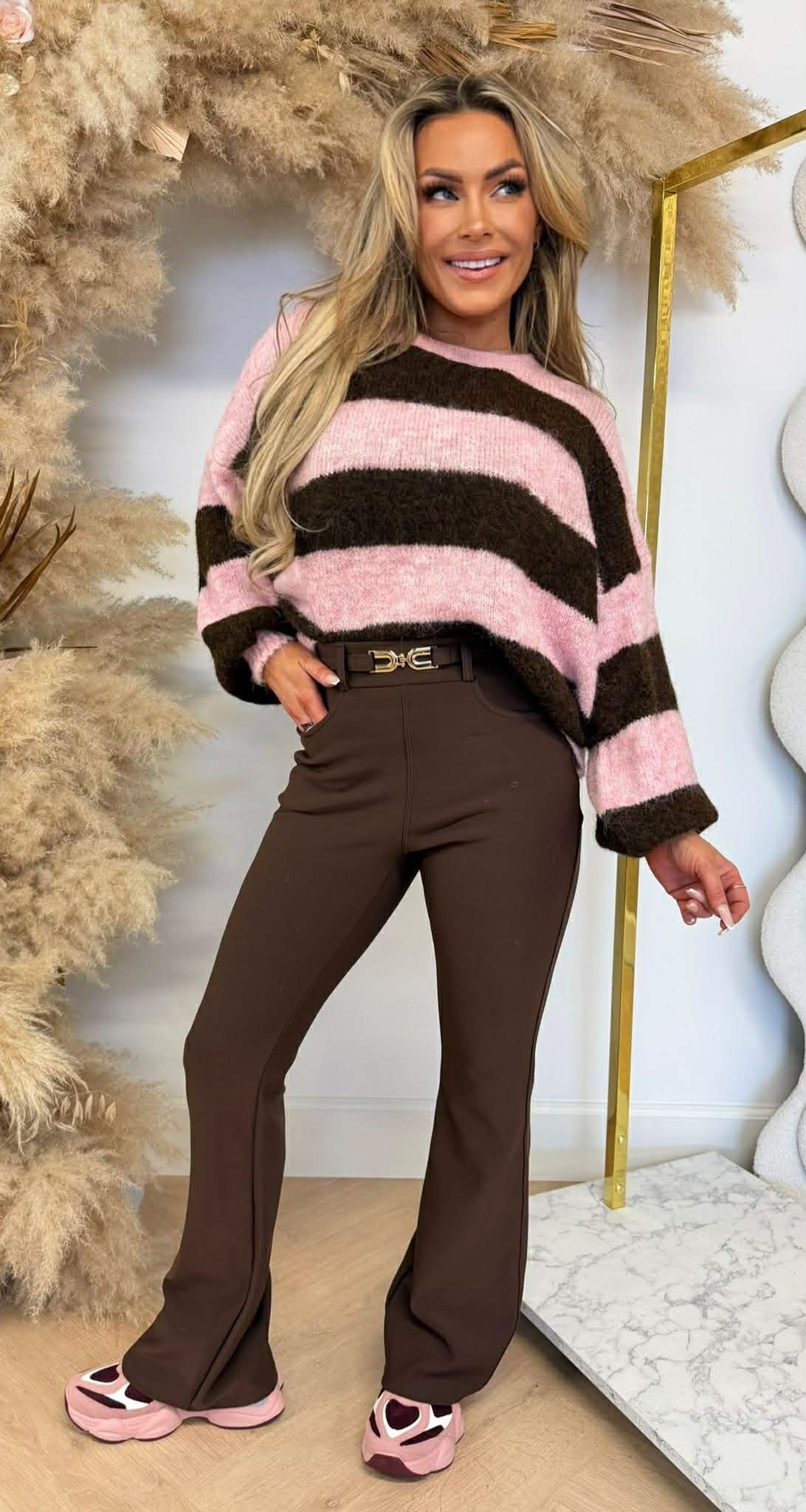 PULL RAYÉ VIOLET ROSE