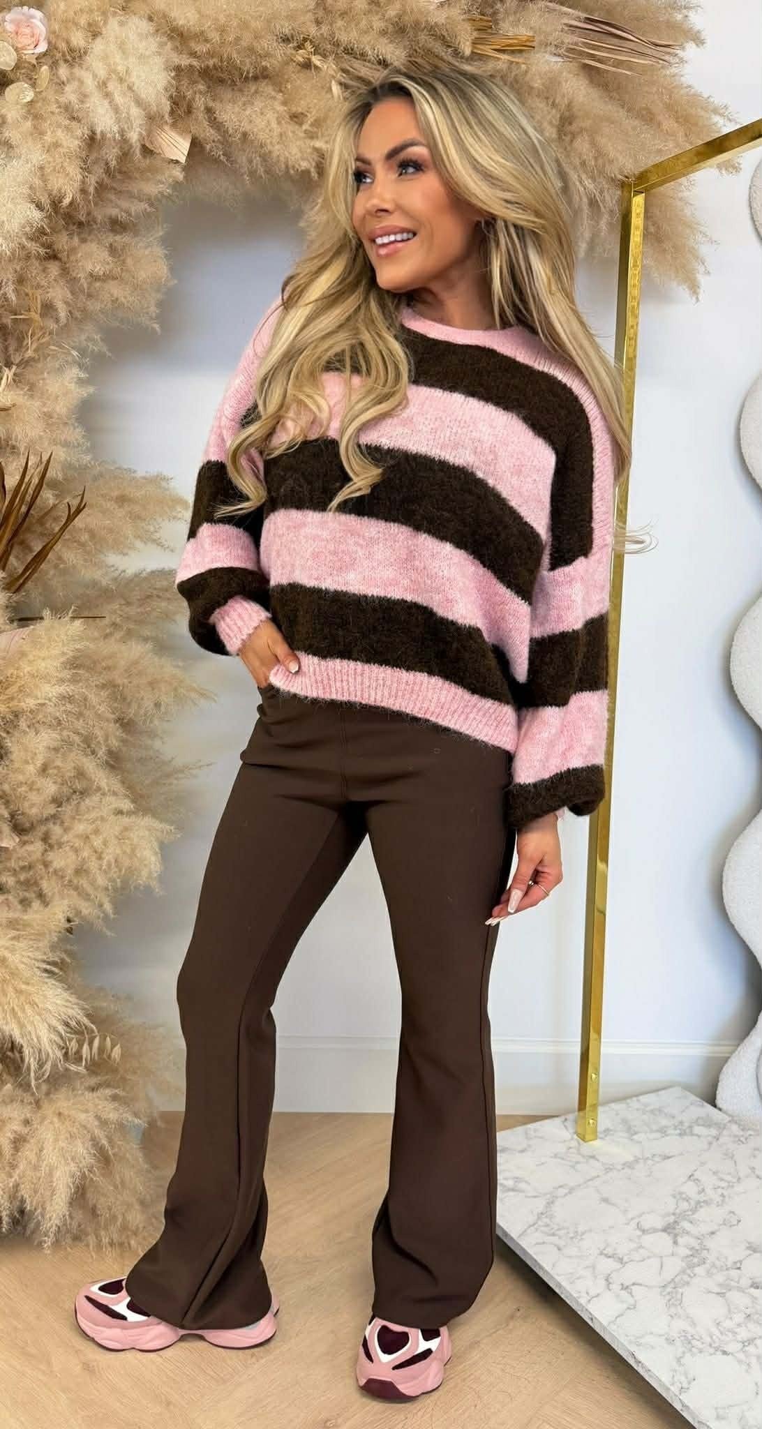 PULL RAYÉ VIOLET ROSE