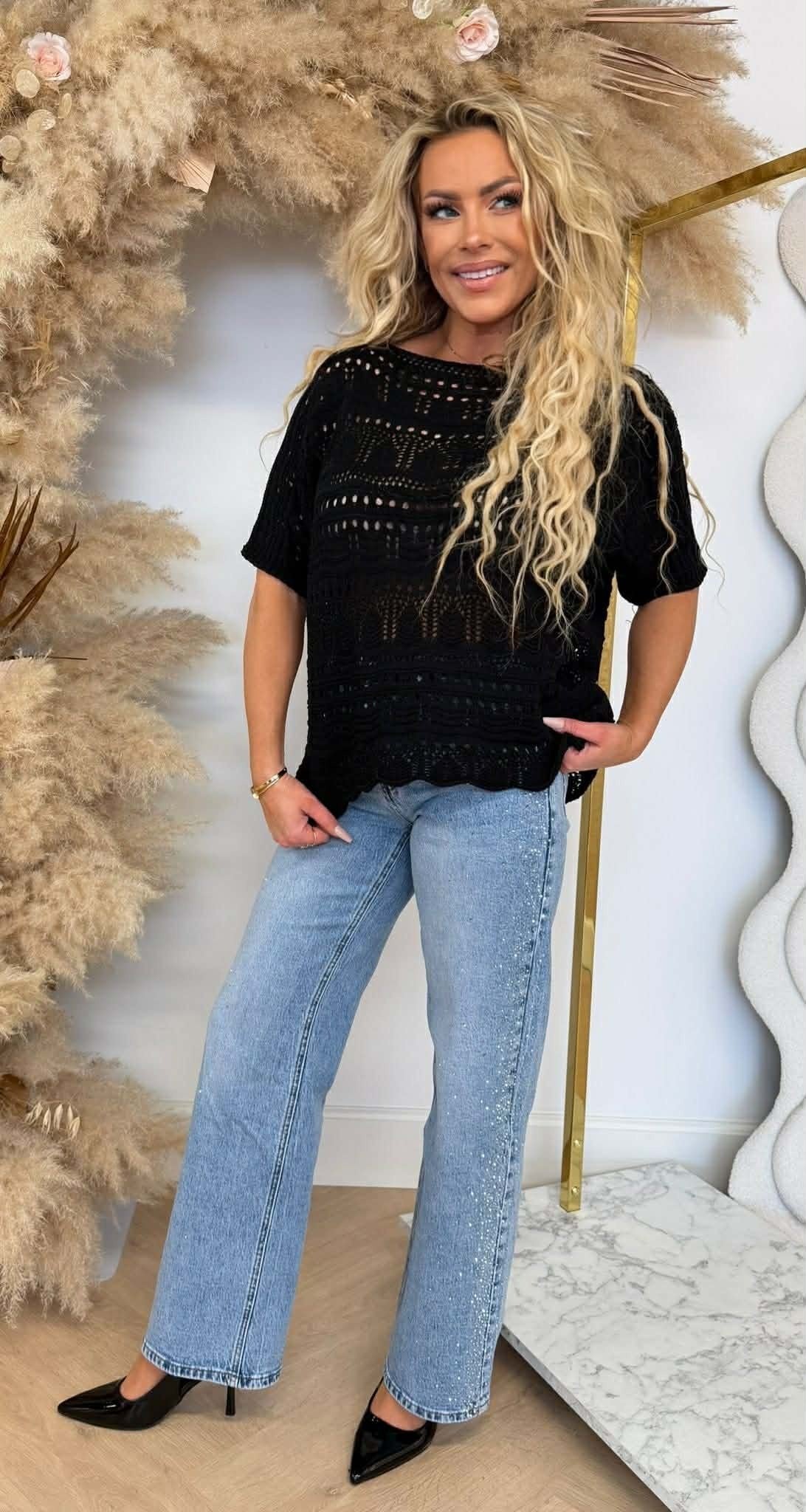 HAUT EN MAILLE WAVE NOIR