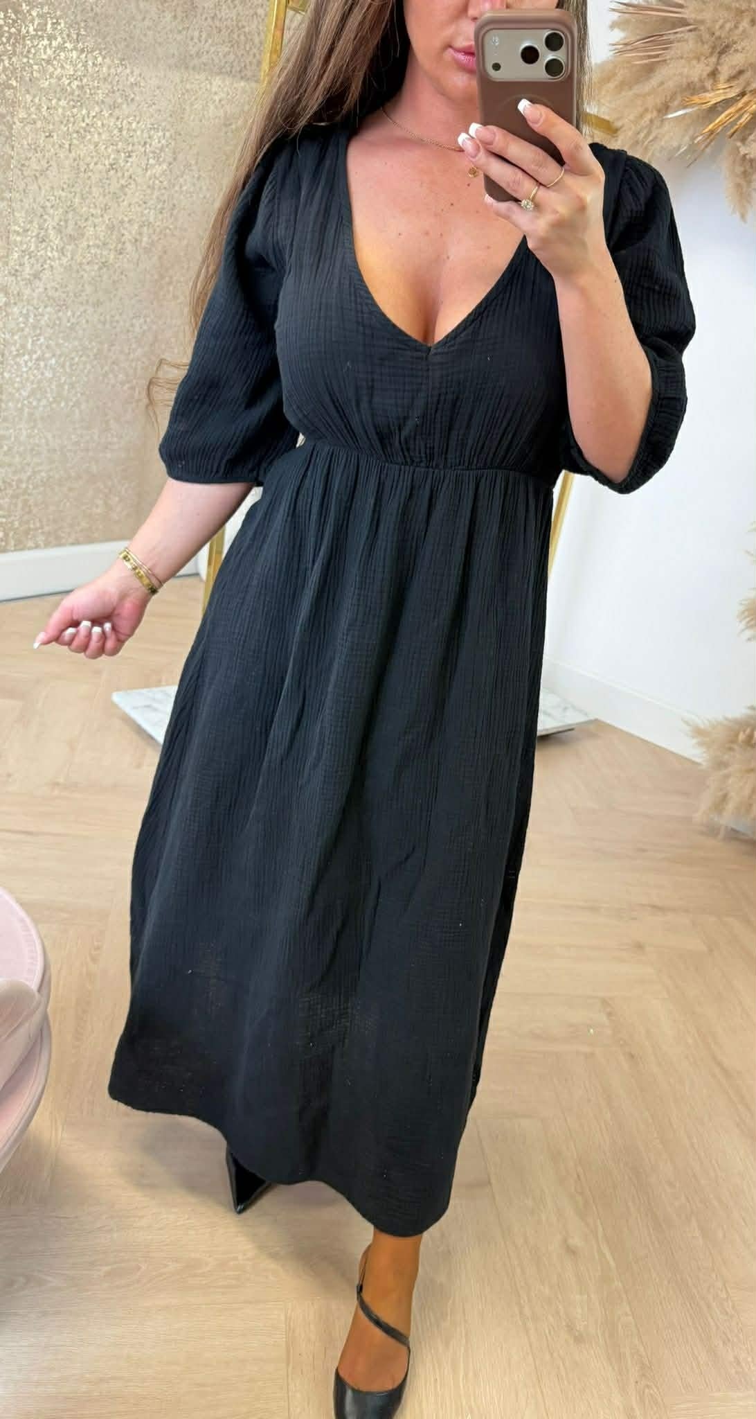 PROMISE COTTON MAXI KLEID SCHWARZ