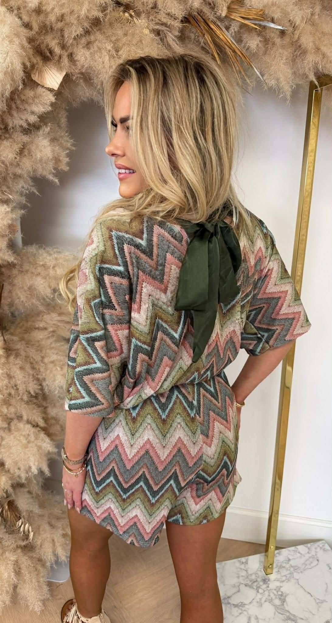 ENSEMBLE ZIGZAG TRICOT LUREX VERT