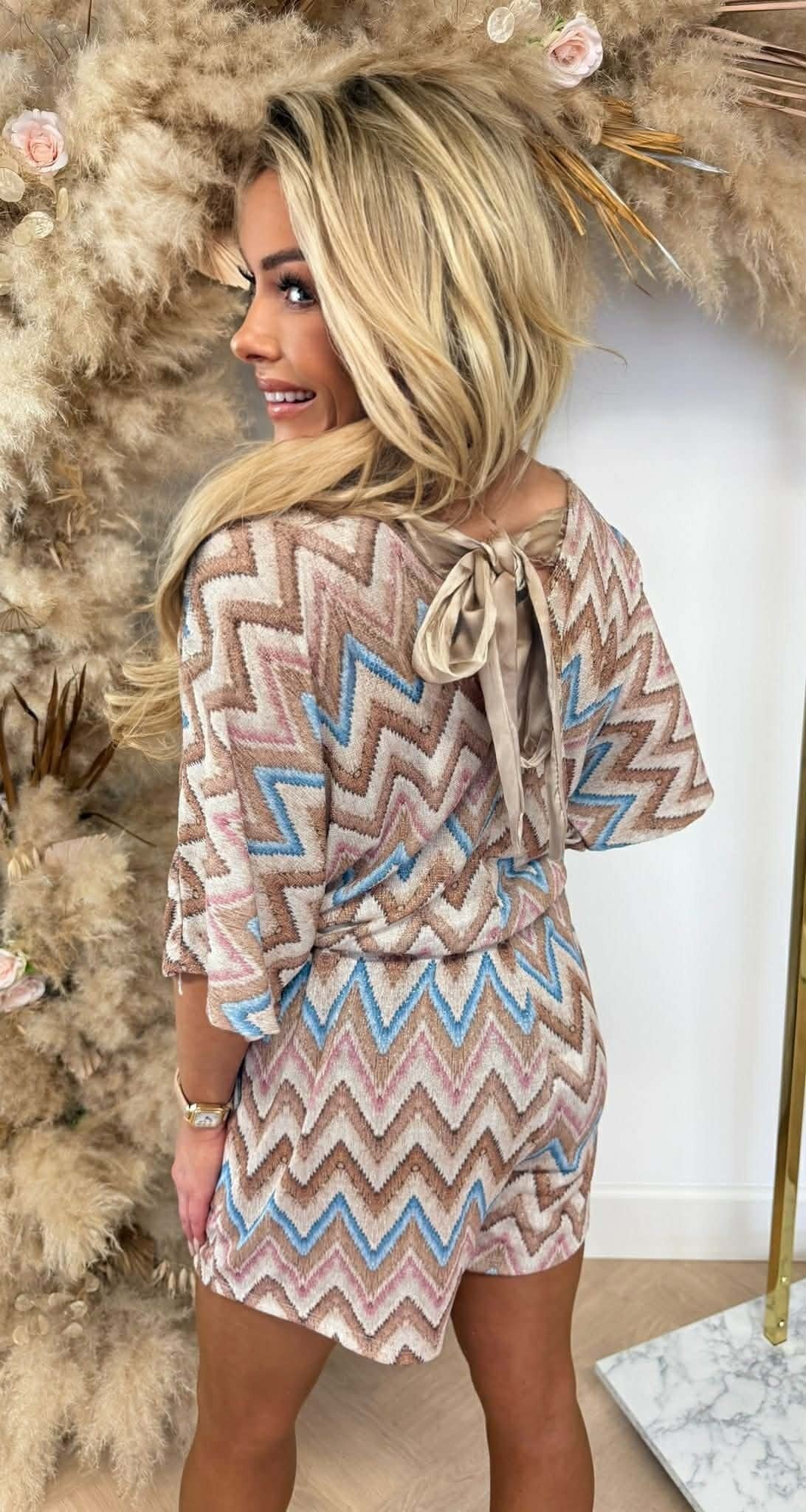ENSEMBLE ZIGZAG TRICOT LUREX BEIGE