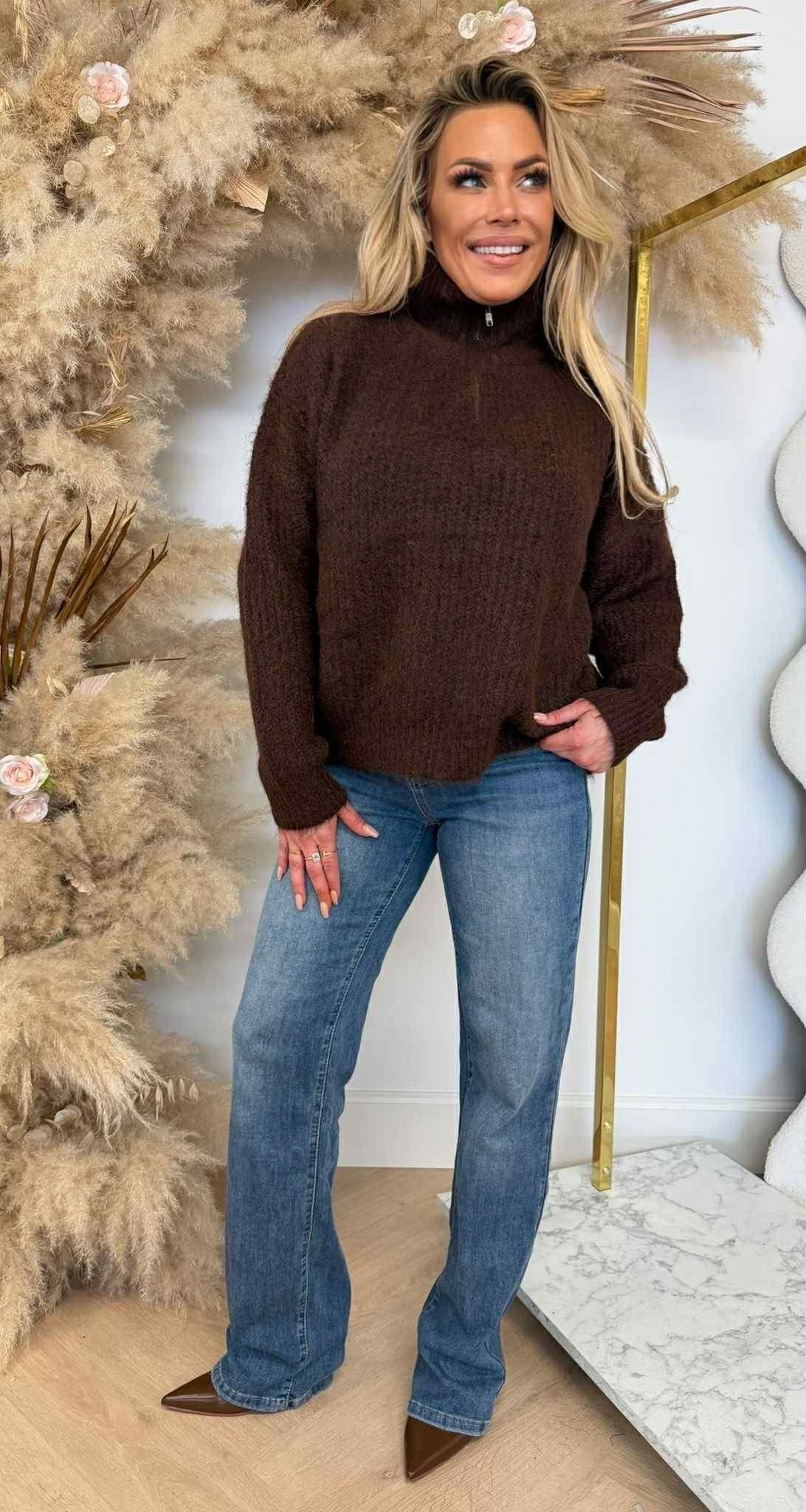 ZIP BASIC WINTER SWEAT 388122 CAFÉ