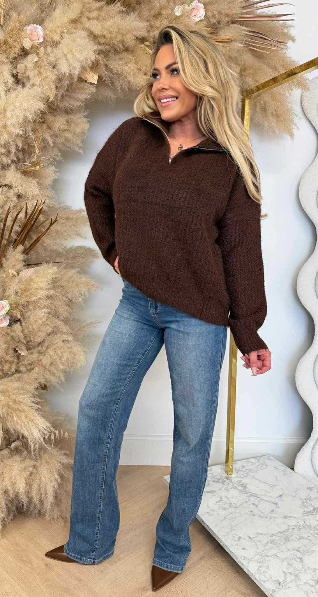 ZIP BASIC WINTER SWEAT 388122 CAFÉ