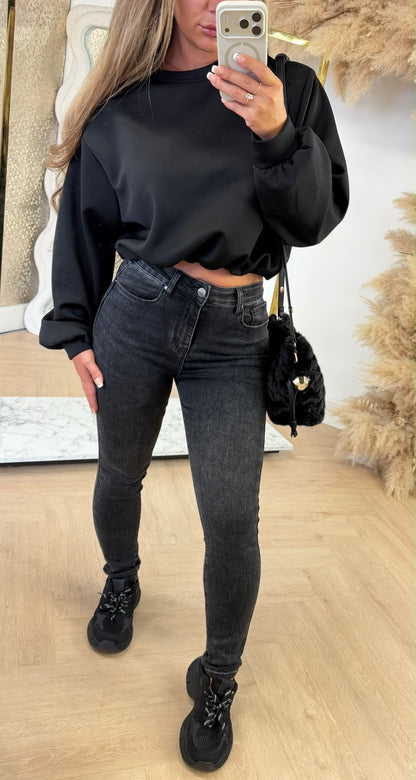 MINDY CROPPED SWEAT BLACK