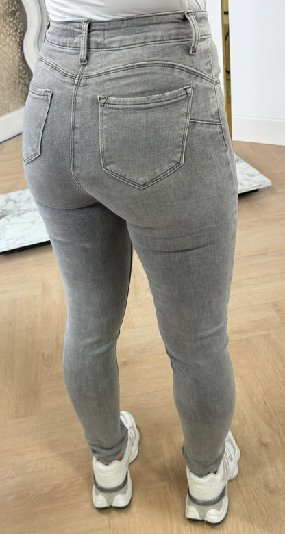 SLIM HIGH WAIST PUSH UP SKINNY 5321-3 LIGHTGREY
