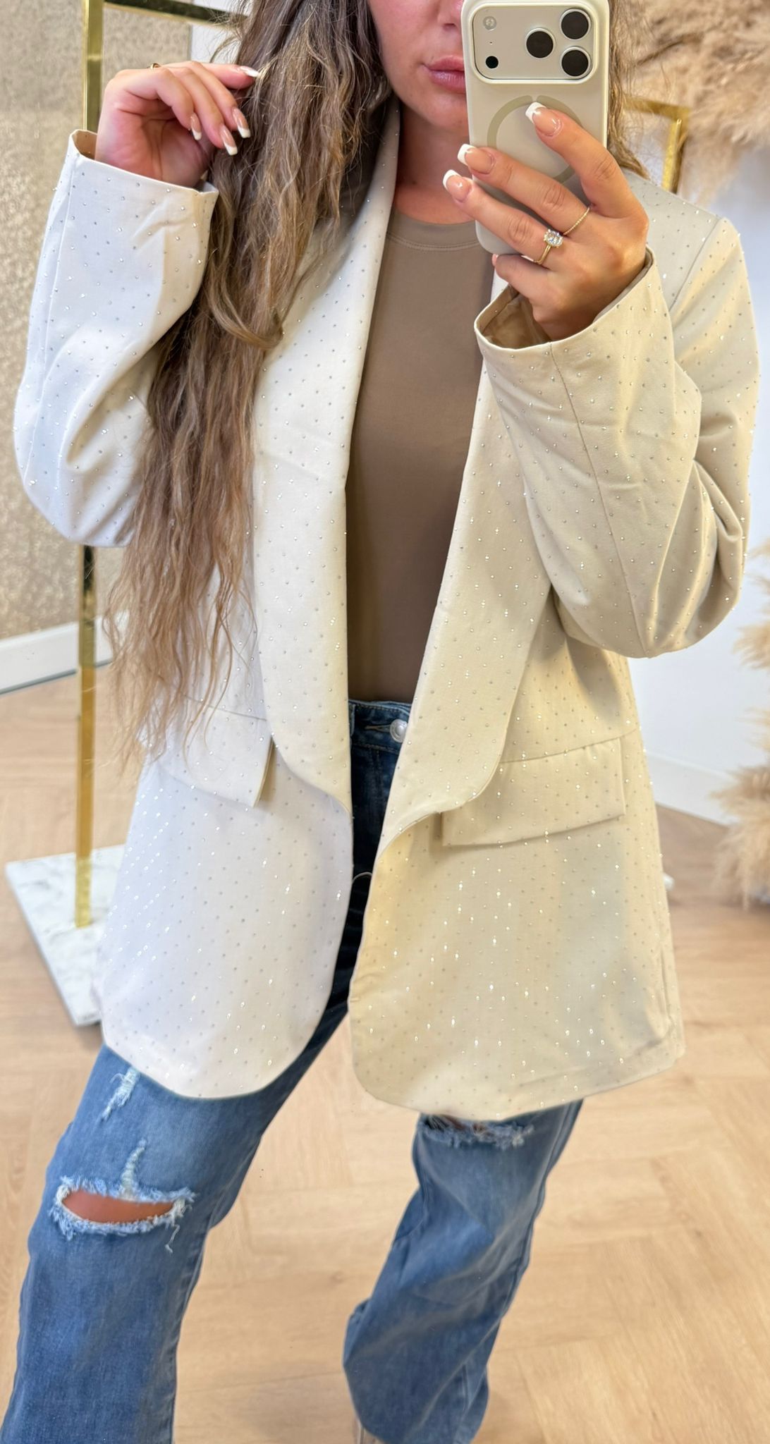 SPARKLE BLAZER BEIGE