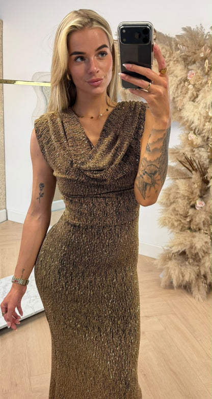 LYNN CHIQUE PAD DRESS GOLD