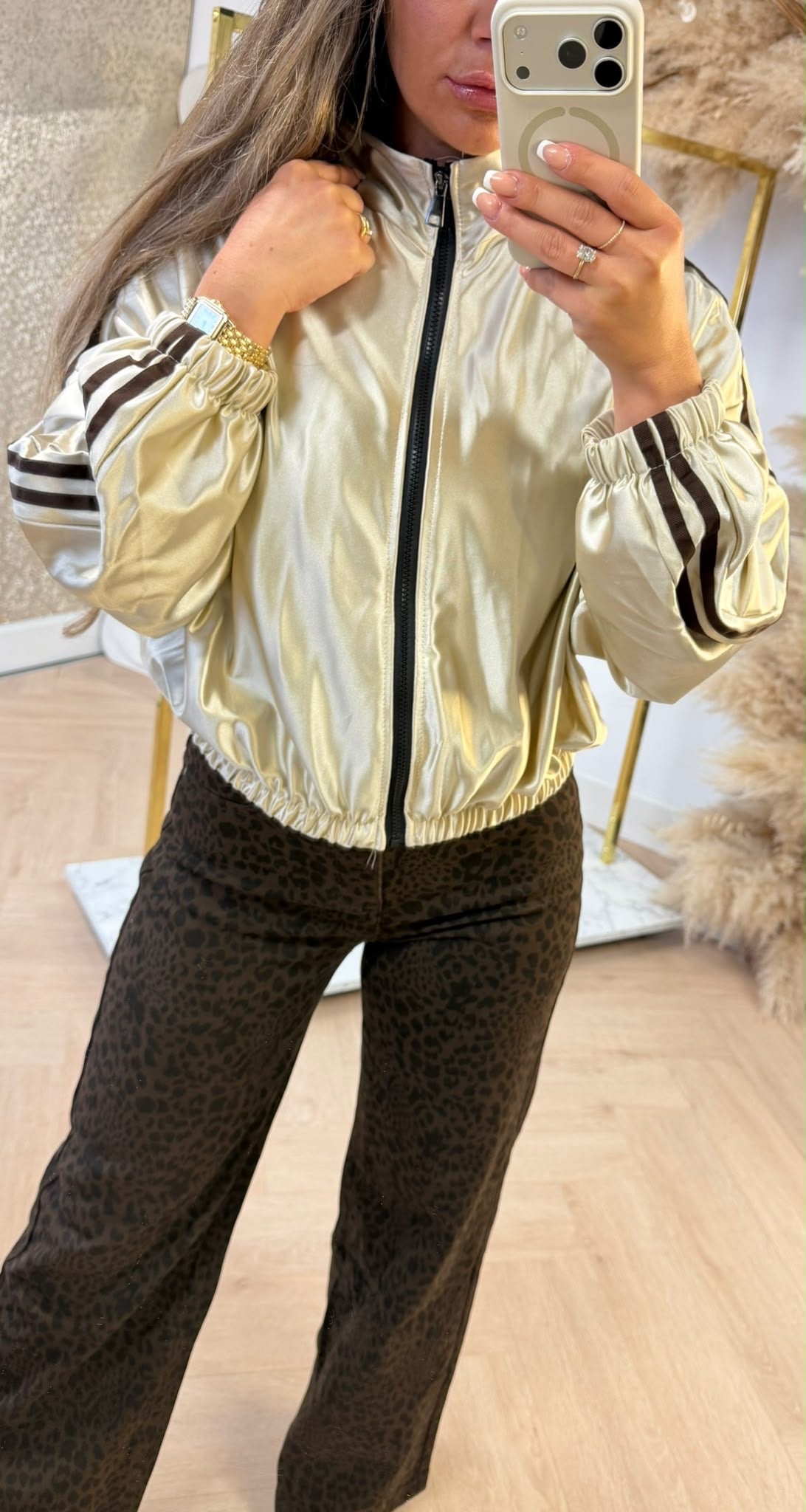 SHINY STRIPE JACKET GOLD