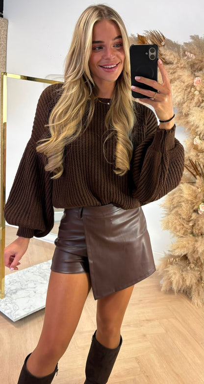 PERFECT CROPPED SWEATER BROWN