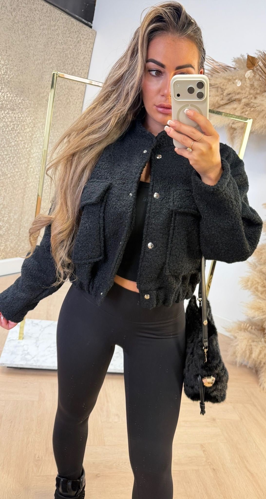 TEDDY BOMBER JACKET BLACK