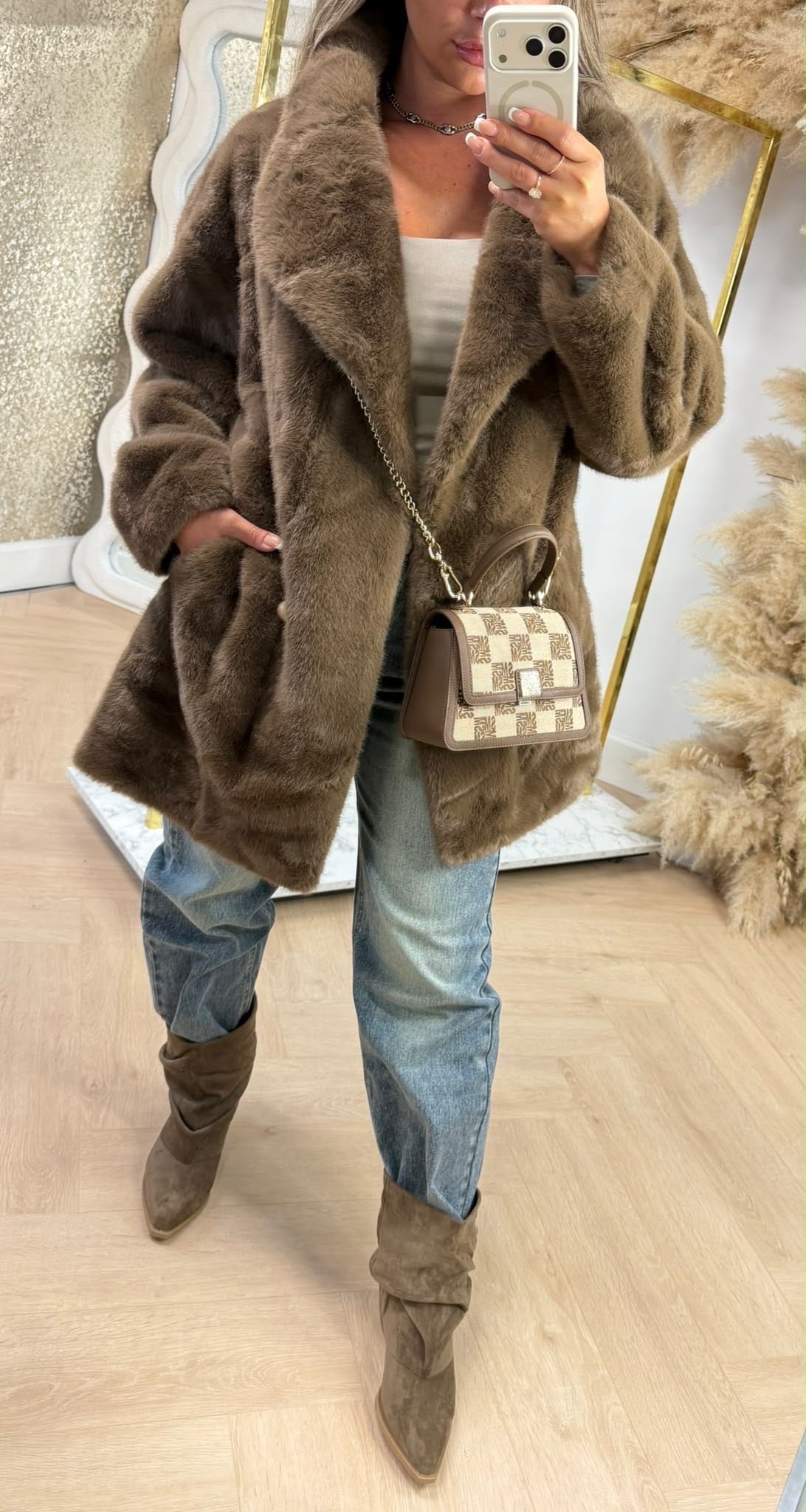 DIVA FAKE FUR COAT 8780 BROWN