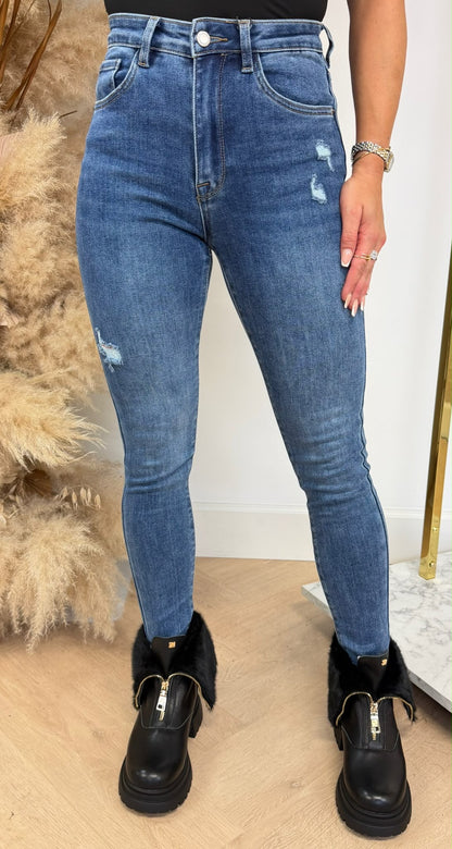 LIGHT DAMAGED SKINNY JEANS 5377-52 BLUE